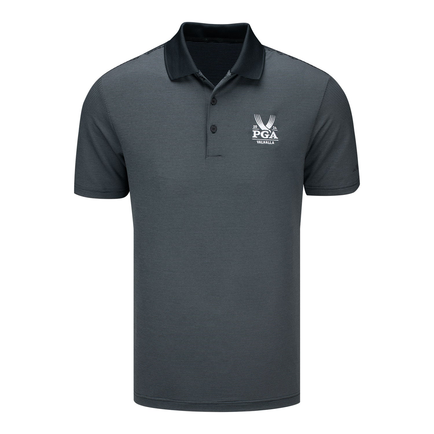 Adidas 2024 PGA Championship Men's Ottoman Polo in Black and Grey