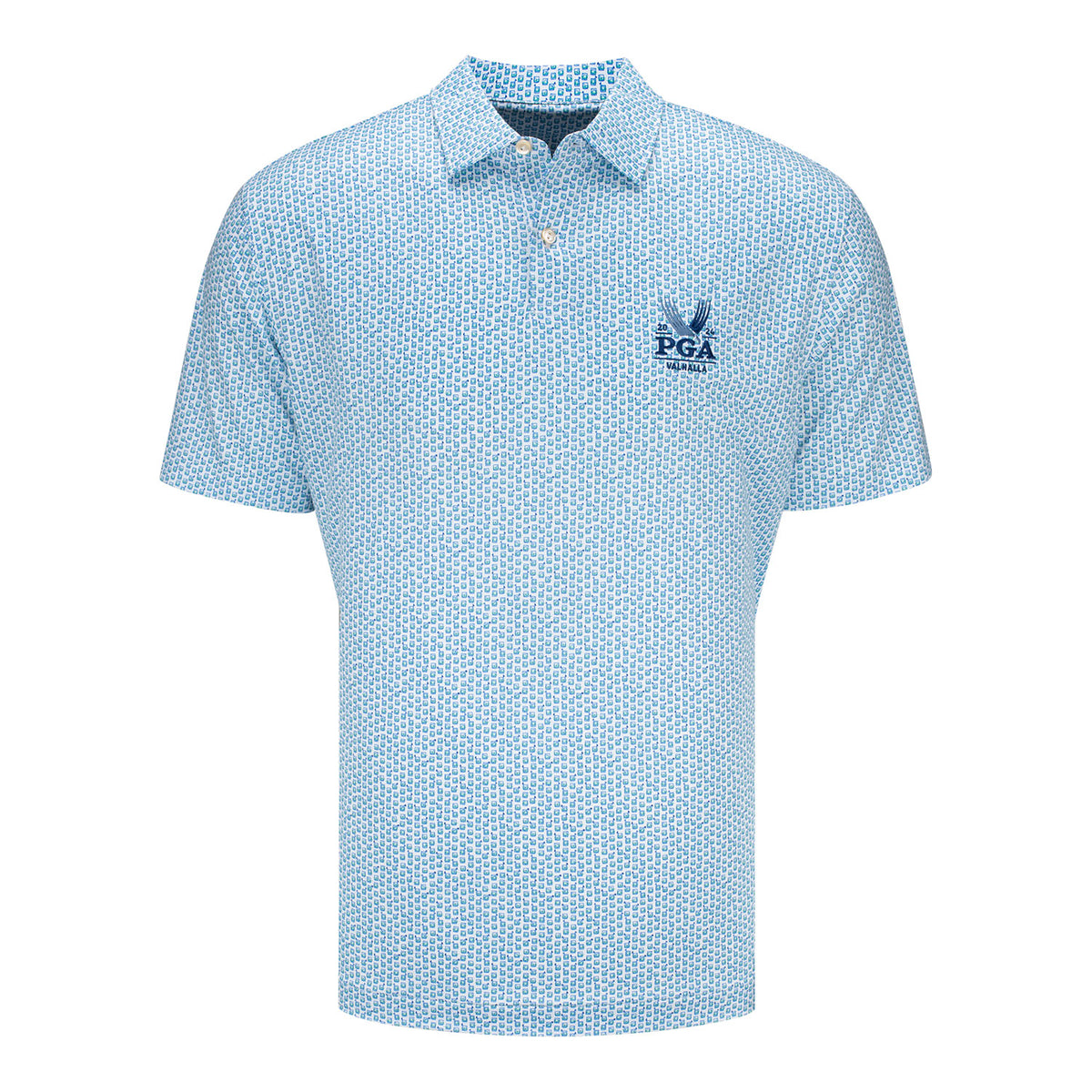 Peter Millar 2024 PGA Championship Golf on the Rocks Polo in Blue - Front View