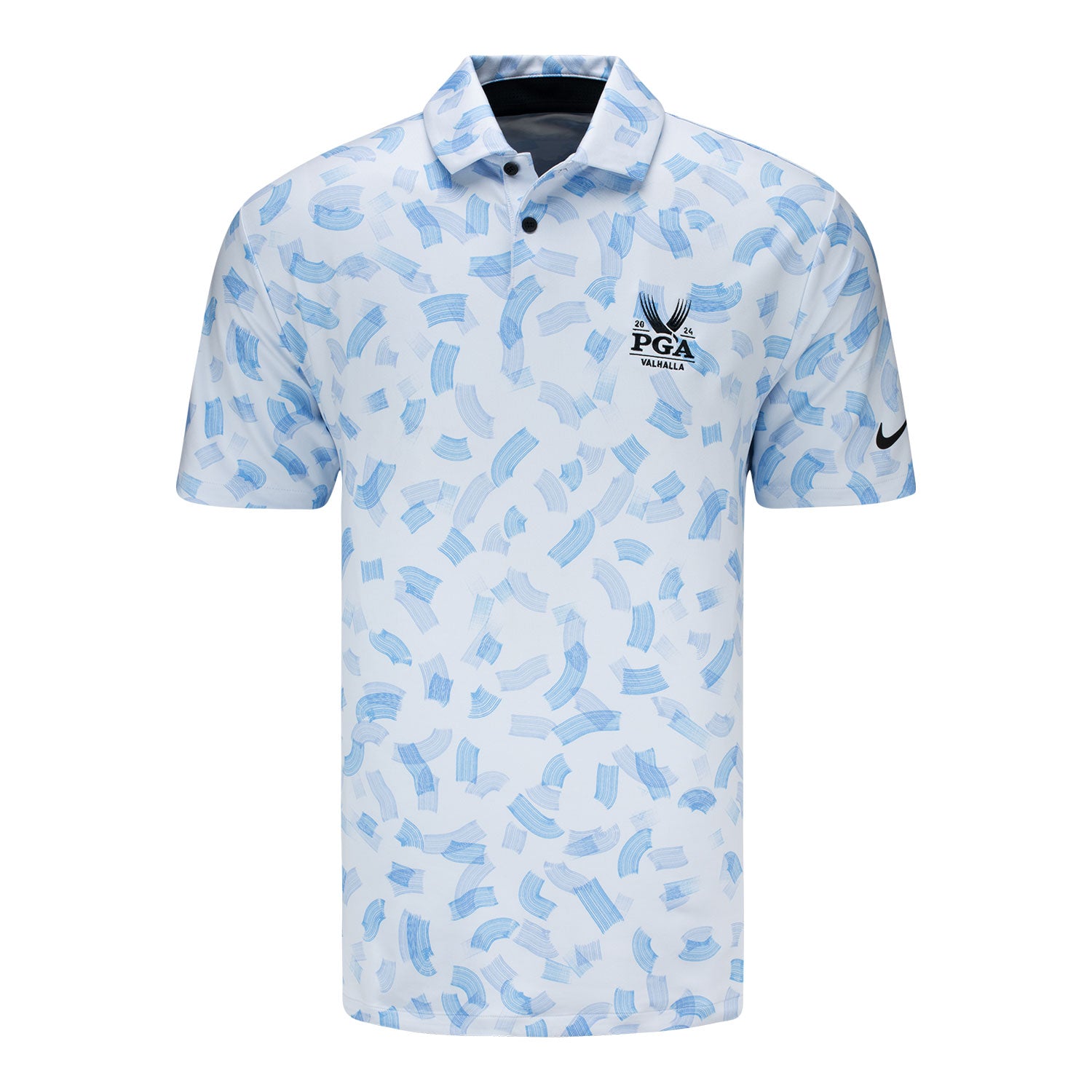 Nike 2024 PGA Championship Tour Microprint Polo in Light Blue - Front View