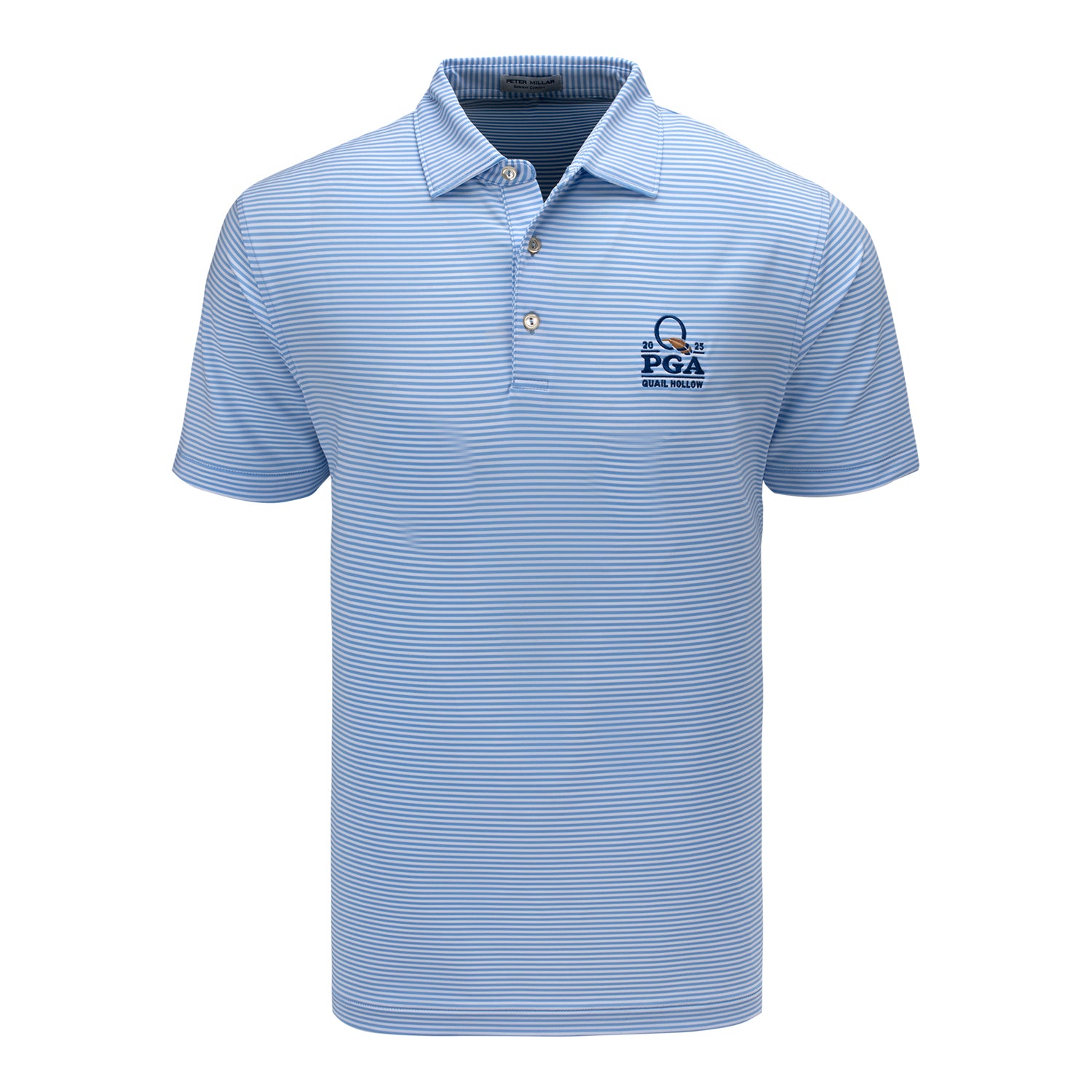Peter Millar 2025 PGA Championship Hales Stripe Polo in Cottage Blue - Front View