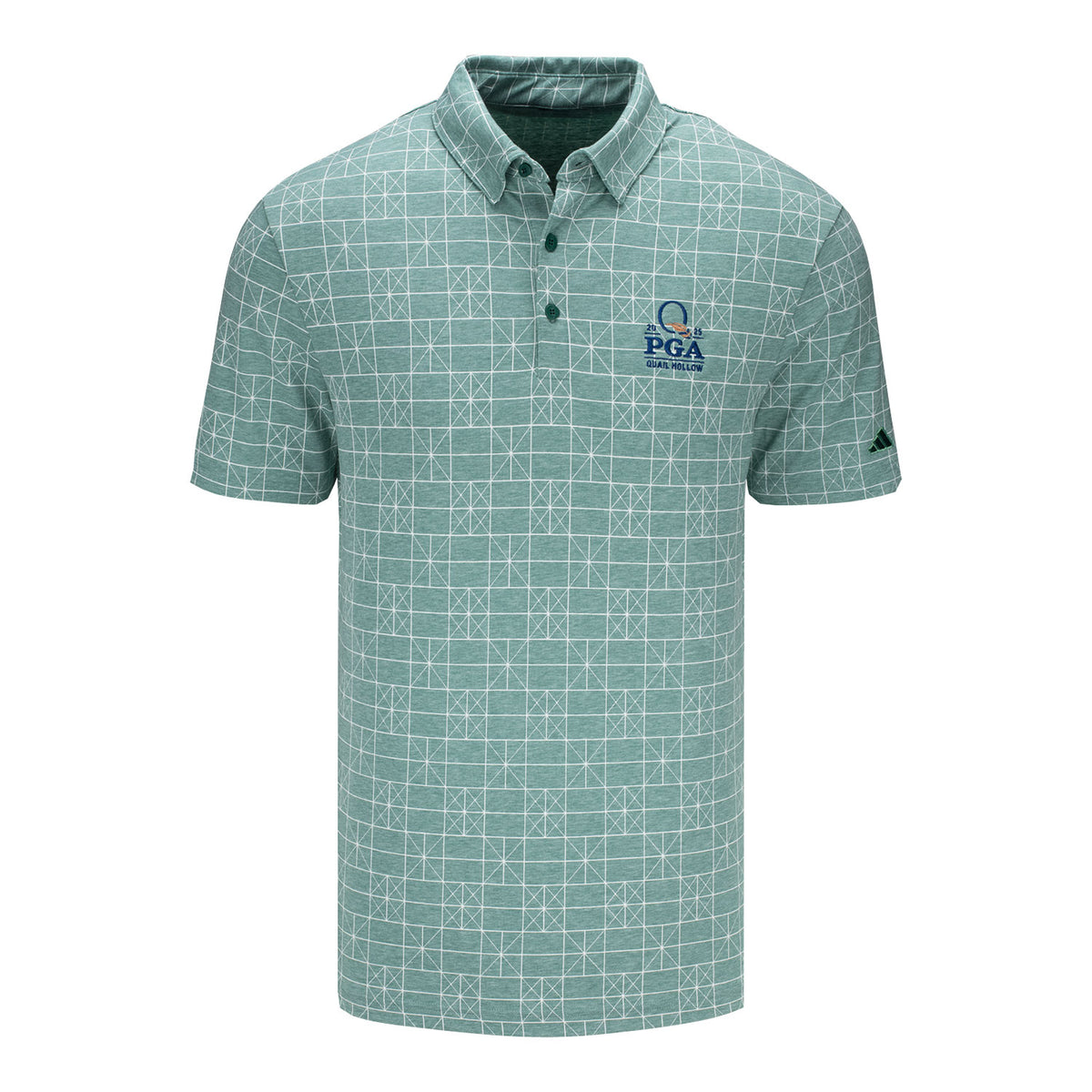 Adidas 2025 PGA Championship Go-To Polo in Collegiate Green - Front View