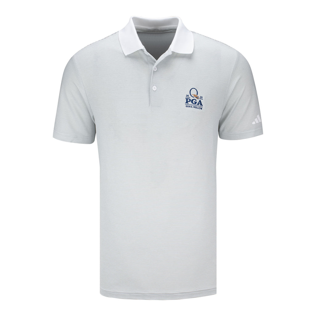 Adidas 2025 PGA Championship Ottoman Stripe Polo in White