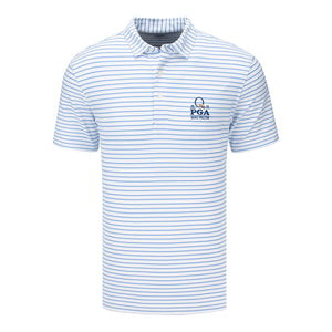 Vineyard Vines 2025 PGA Championship Palmero Polo in Club Stripe Blue - Front View