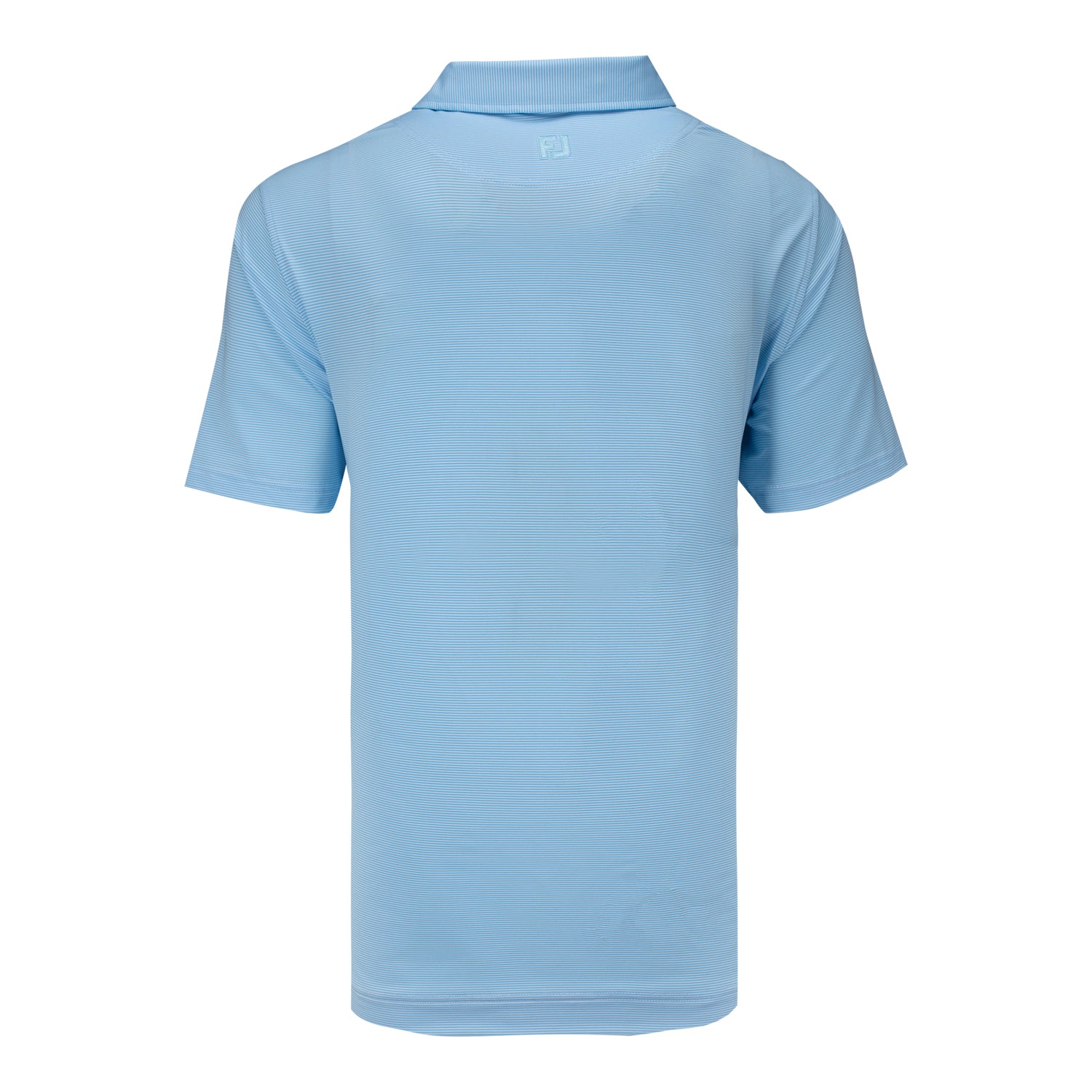 FootJoy 2025 PGA Championship Microfeeder Stripe Polo in Light Blue and White - Front View