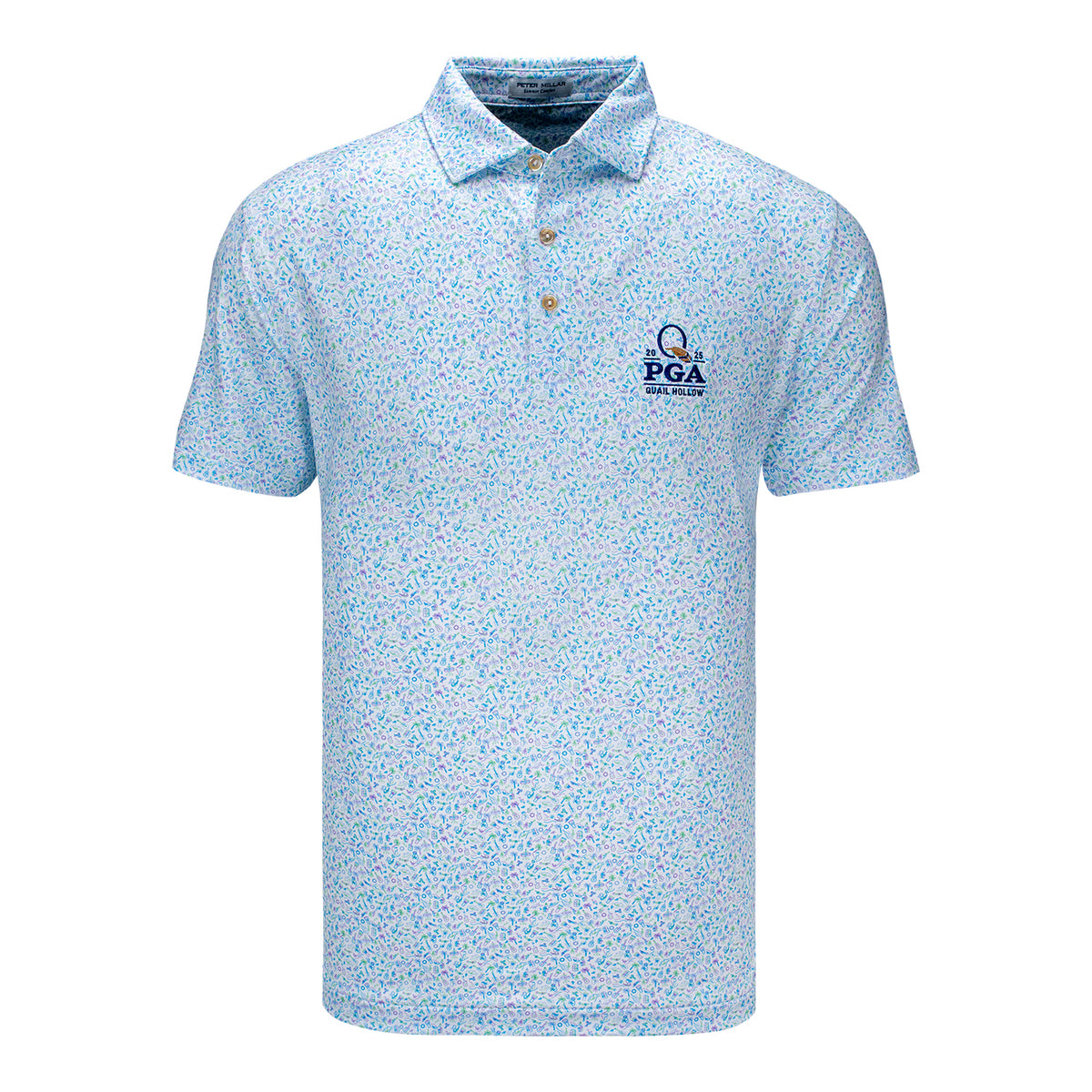 Peter Millar 2025 PGA Championship Island Jammin&#39; Polo in White - Front View