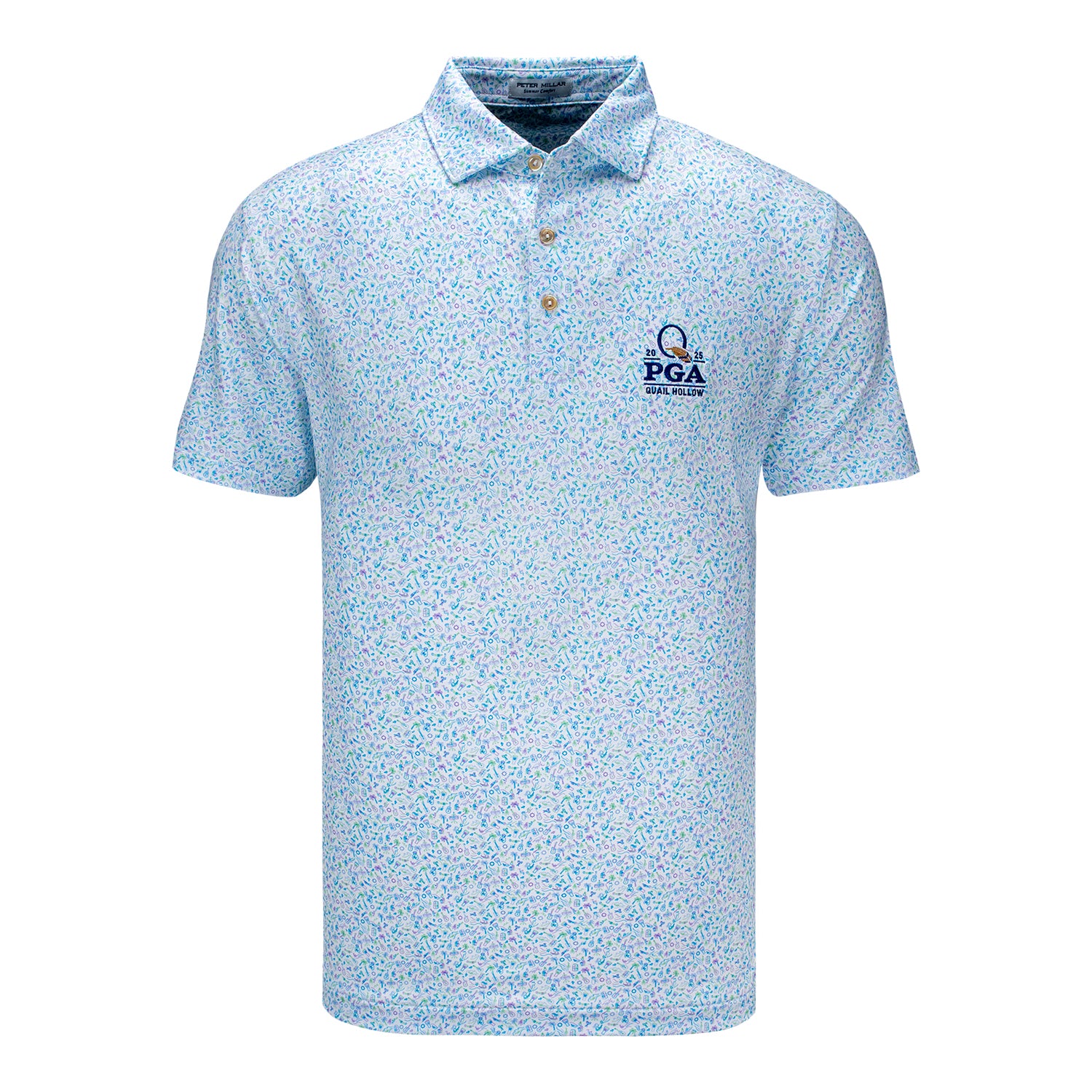 Peter Millar 2025 PGA Championship Island Jammin' Polo in White - Front View