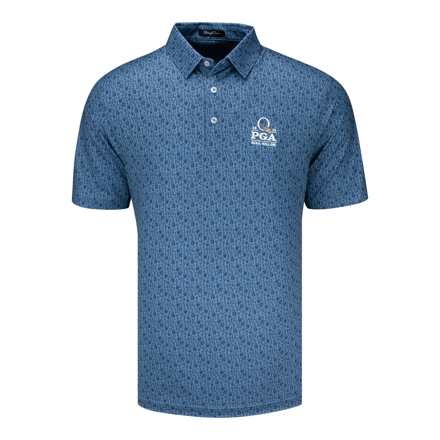 Straight Down 2025 PGA Championship American Oak Polo in Petrol - Front View