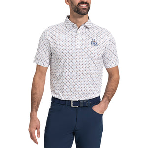 FootJoy 2025 PGA Championship Q and Feathers Polo in White - Modeled Front View