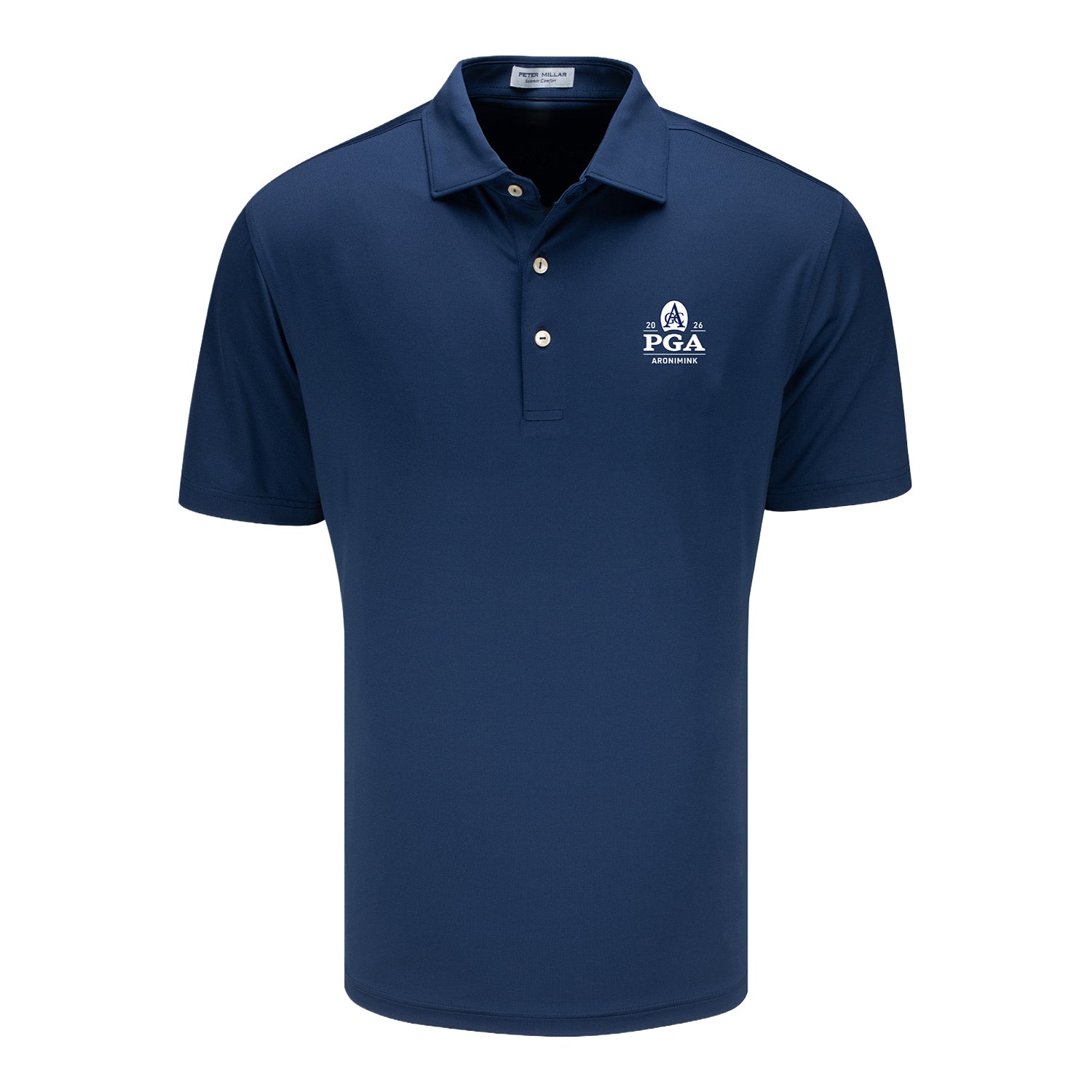 Peter Millar 2026 PGA Championship Solid Polo in Navy - Front View