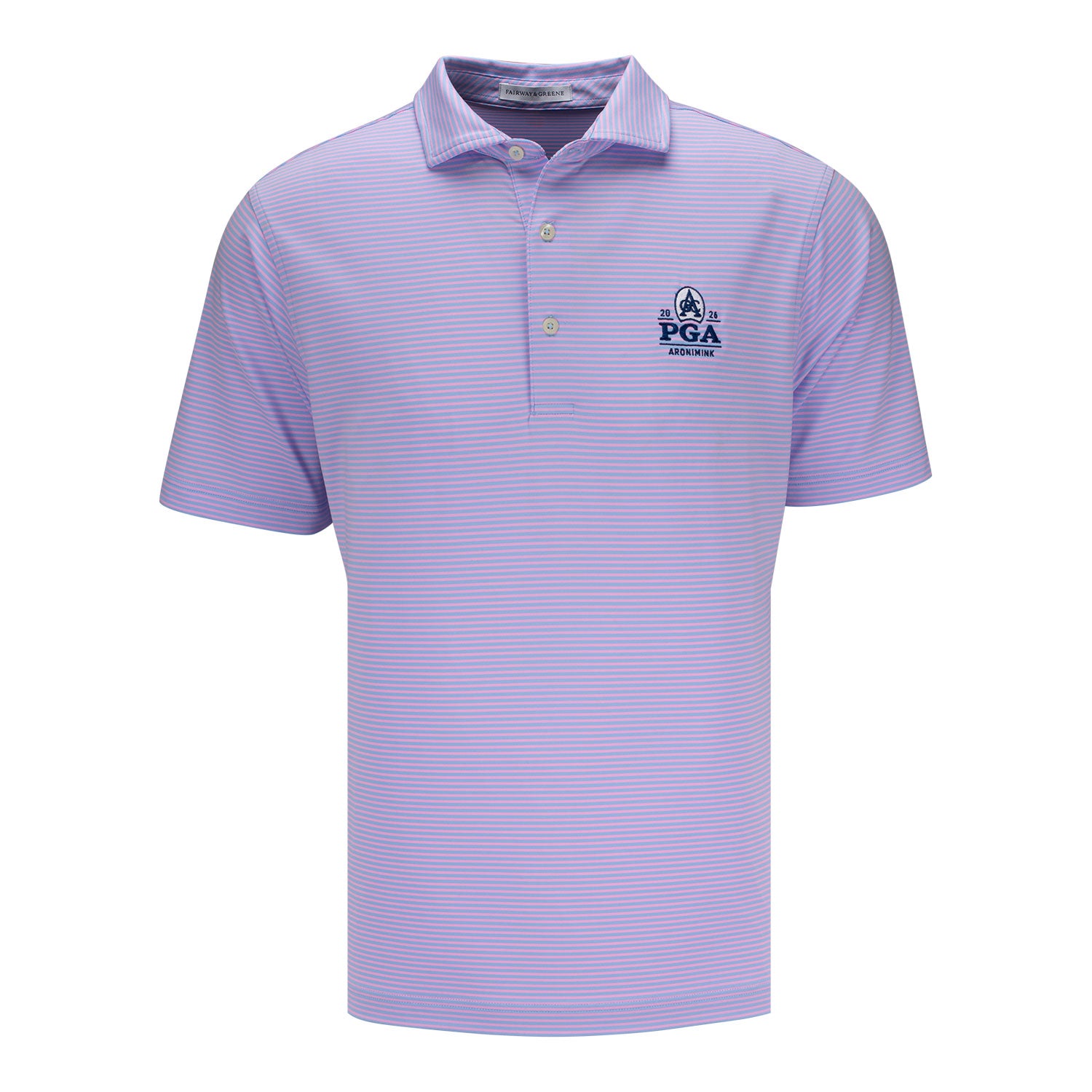 Fairway & Greene 2026 PGA Championship Park Stripe Polo in Bluff Blue - Front View