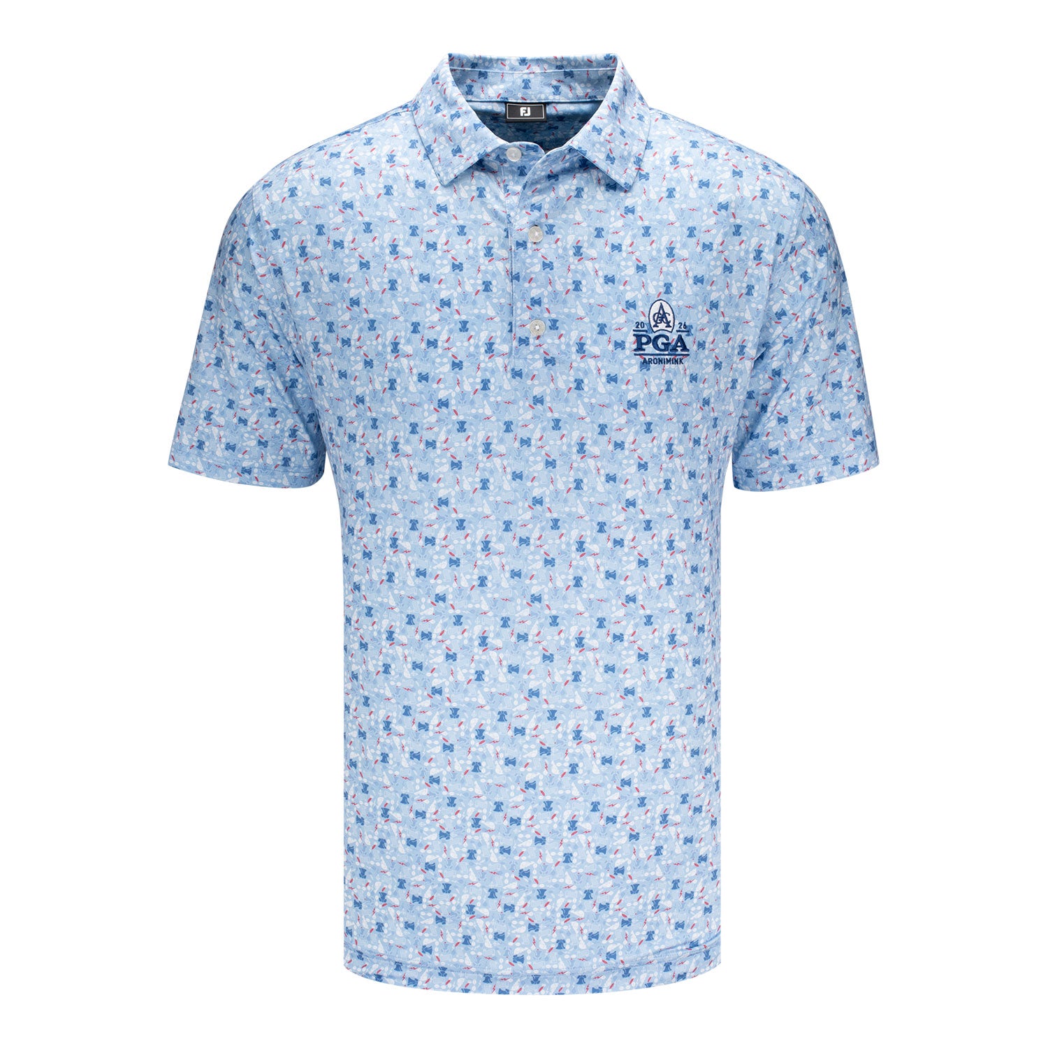 FootJoy 2026 PGA Championship Ben Franklin Scatter Polo in Blue Multi - Front View