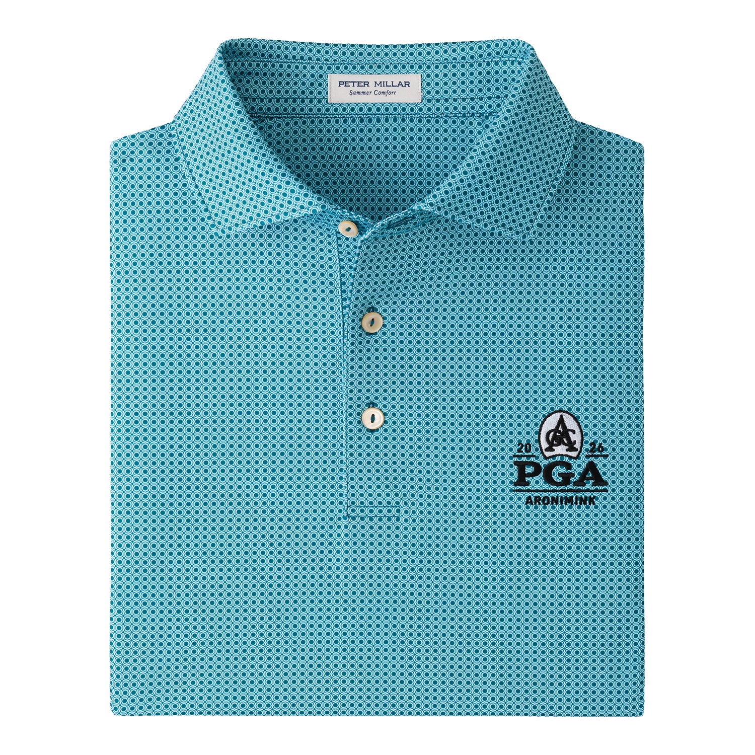 Peter Millar 2026 PGA Championship Philly Inspired Geo Pattern Polo in Midnight Green - Front View