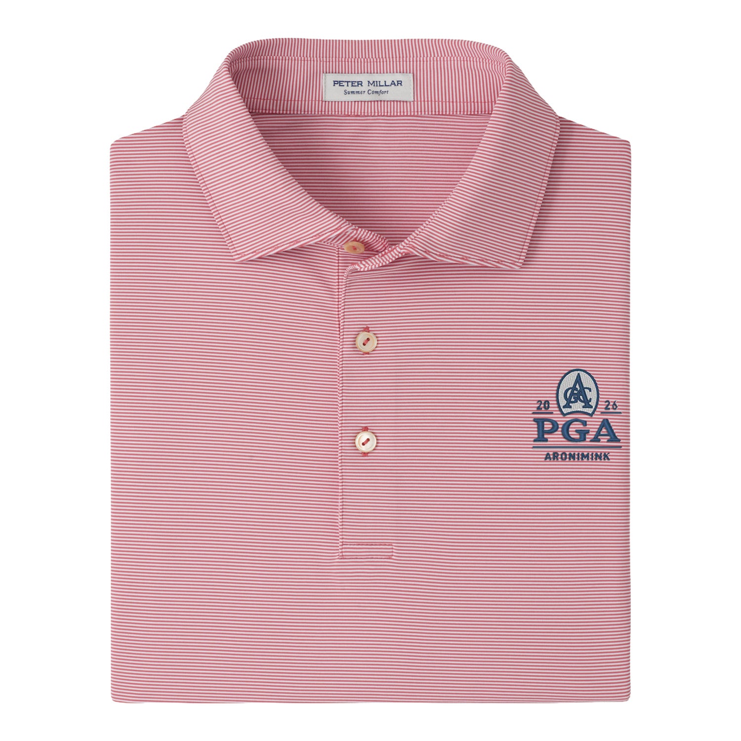 Peter Millar 2026 PGA Championship Jubilee Performance Jersey Polo in Chili Red - Pattern Close Up