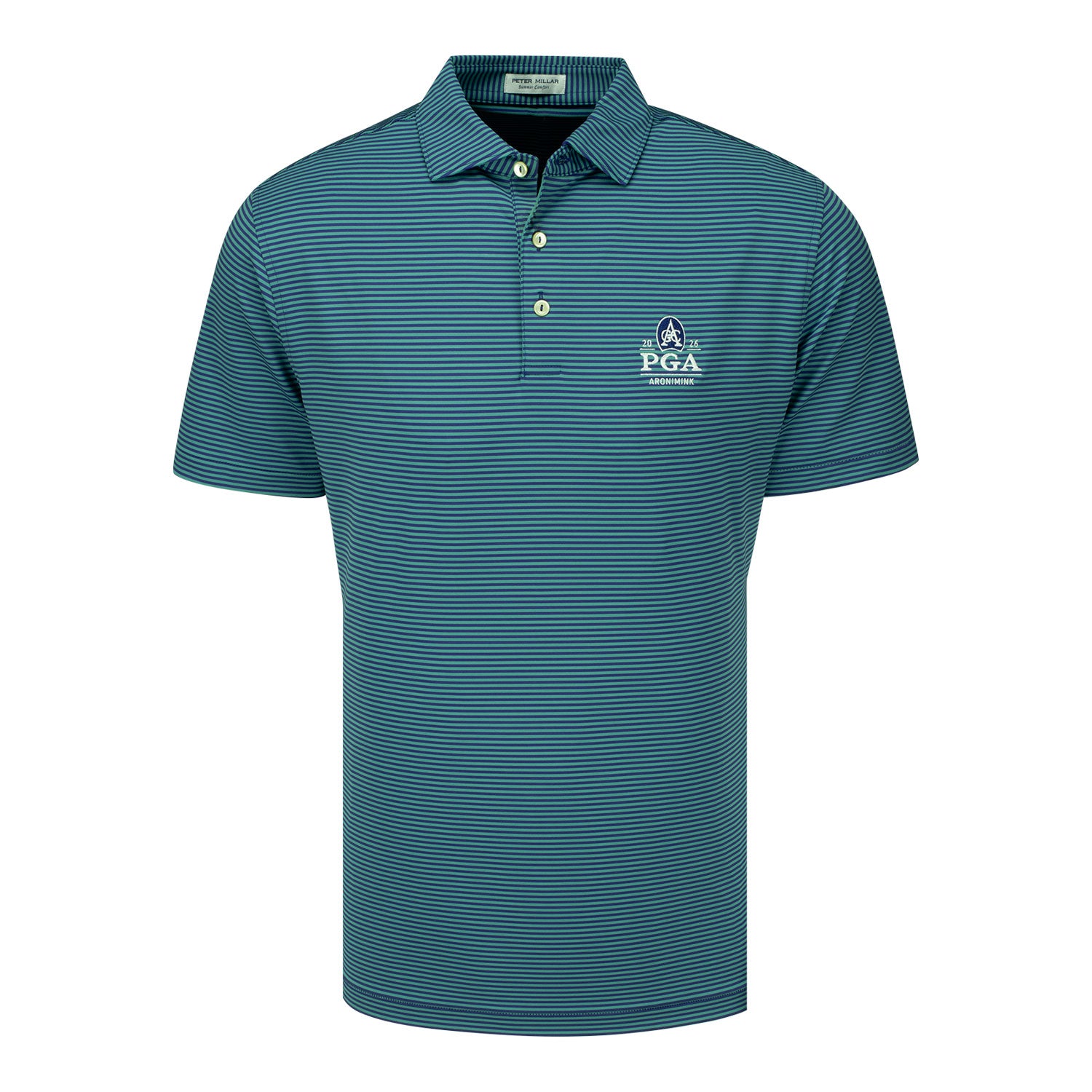 Peter Millar 2026 PGA Championship Hales Performance Jersey Polo in Sport Navy - Front View