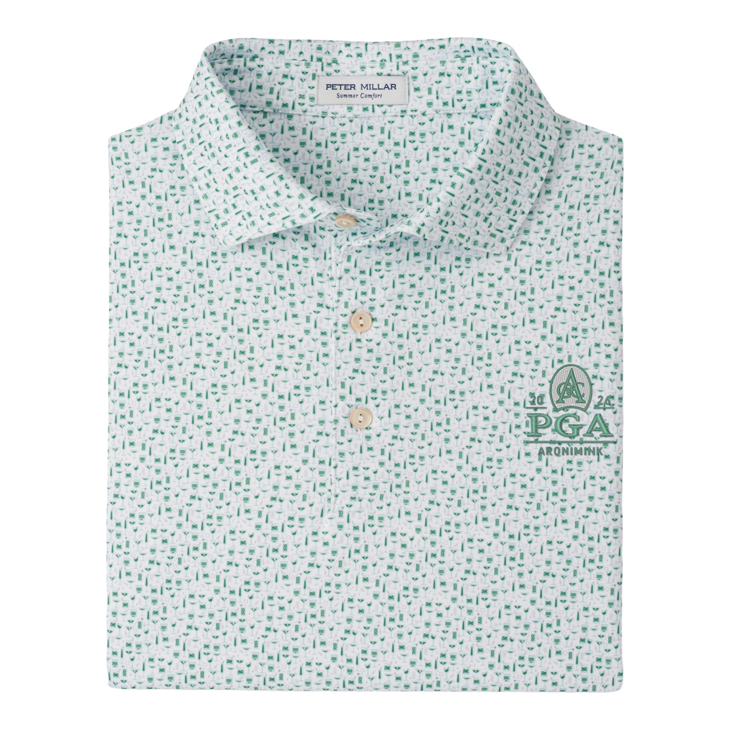 Peter Millar 2026 PGA Championship Hales Performance Jersey Polo in Sport Navy - Pattern Close Up
