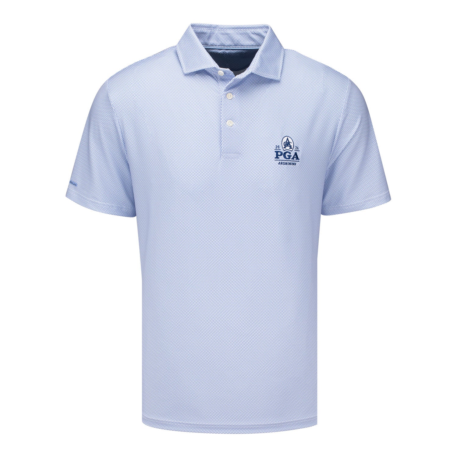 Ralph Lauren 2026 PGA Championship Lightweight Airflow Jersey Deco Polo in Fall Blue Beekman - Front View