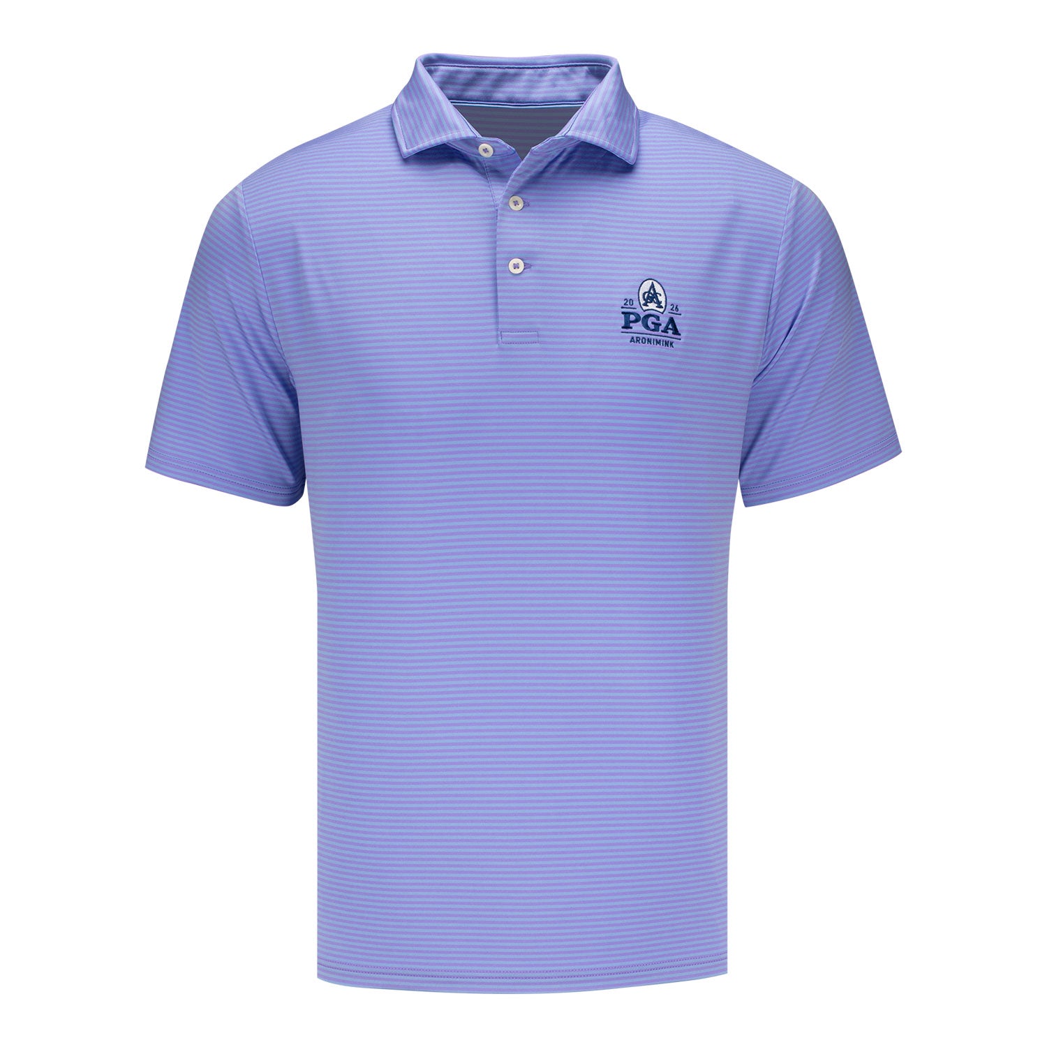 Ralph Lauren 2026 PGA Championship Lightweight Jersey Polo in Pure Lilac and Fall Blue - Front View