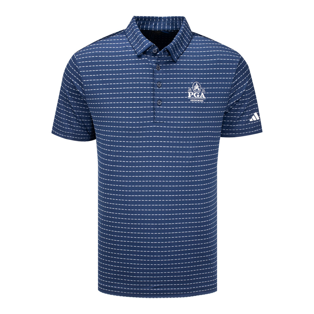 Adidas 2026 PGA Championship Dash Stripe Polo in Collegiate Navy