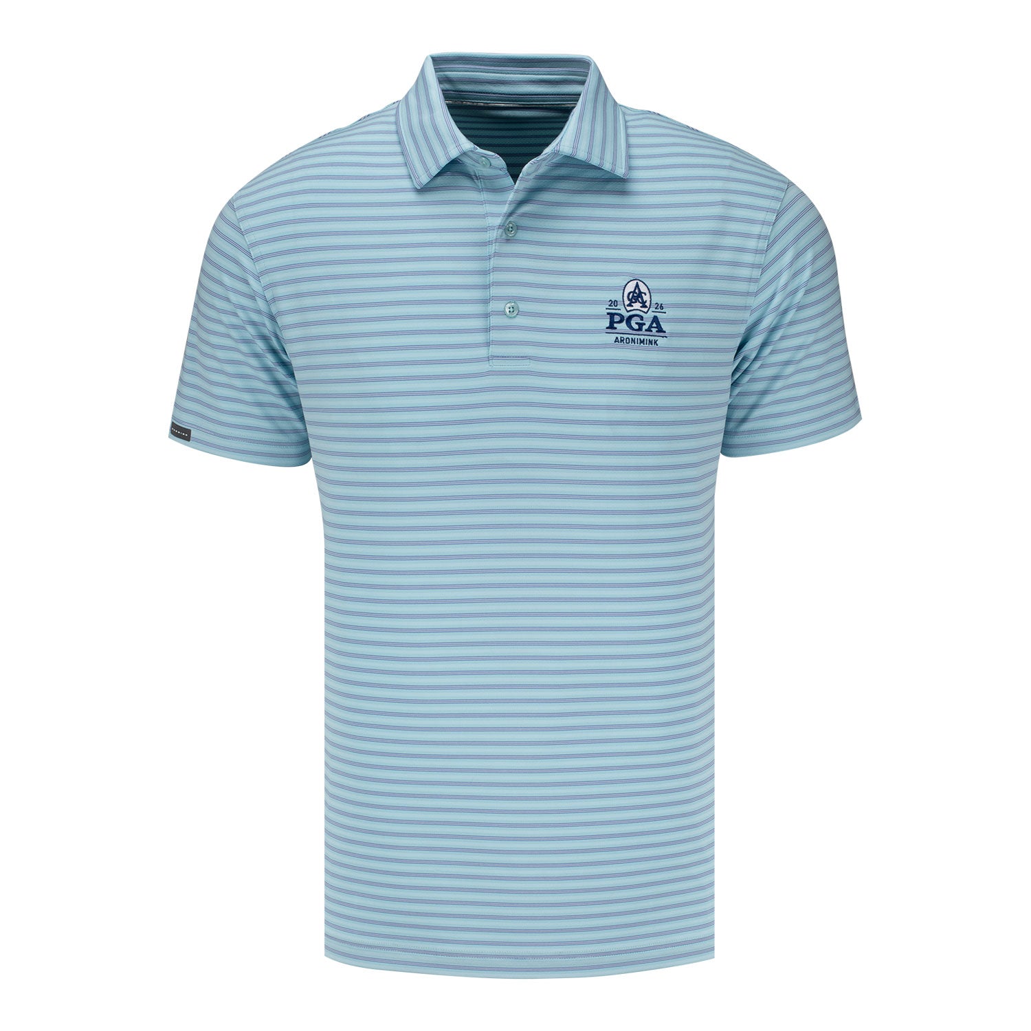 Dunning 2026 PGA Championship Milwick Ventilated Performance Polo in Tile Blue and Marina Blue - Front View
