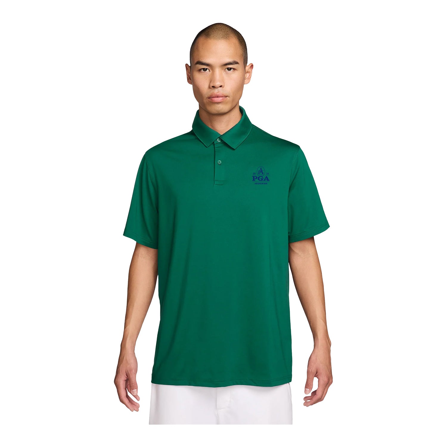 Nike 2026 PGA Championship Victory Solid Polo in Malachite Green - Front Modeled