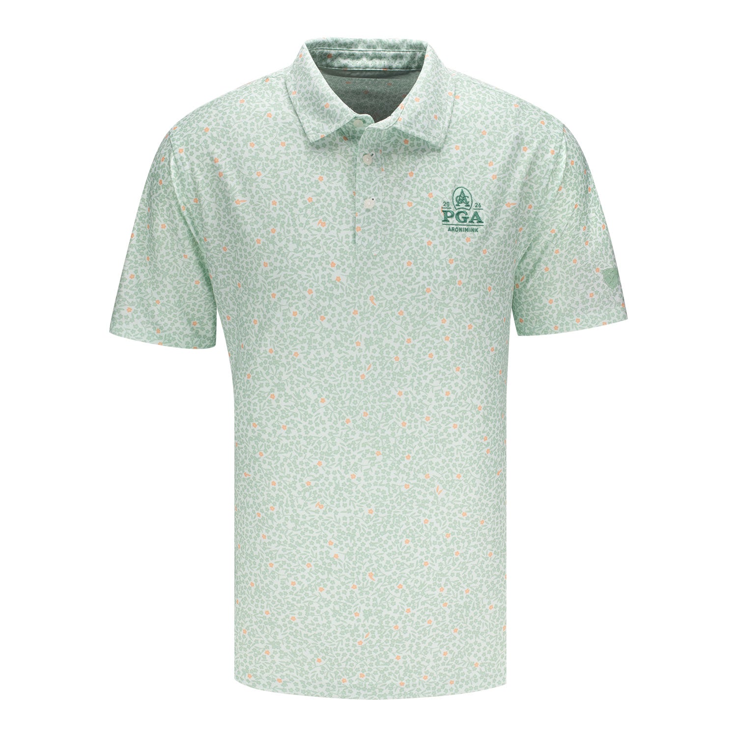 Nike 2026 PGA Championship Tailored Performance Floral Polo in Barely Green - Front View