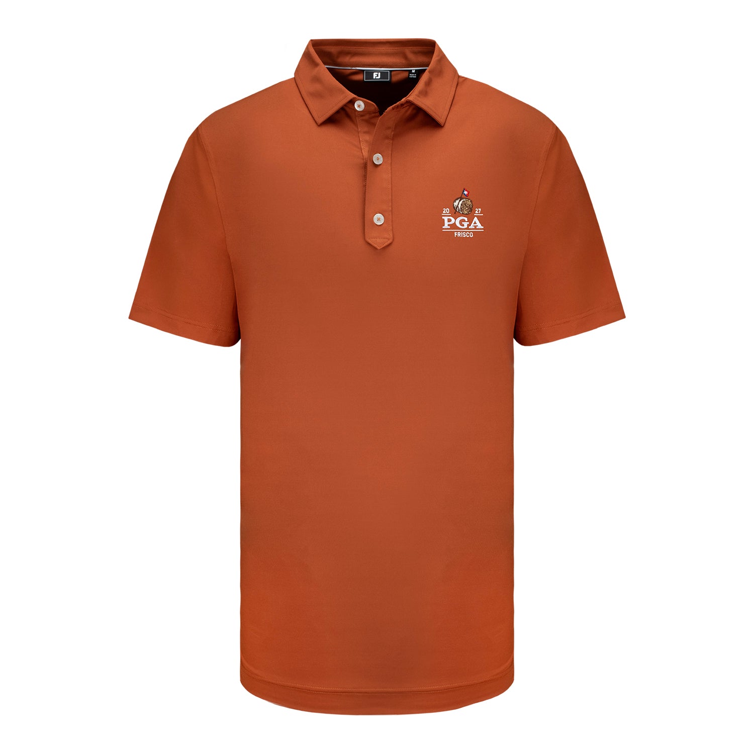 FootJoy 2027 PGA Championship Solid Lisle Polo in Orange Reset - Front View