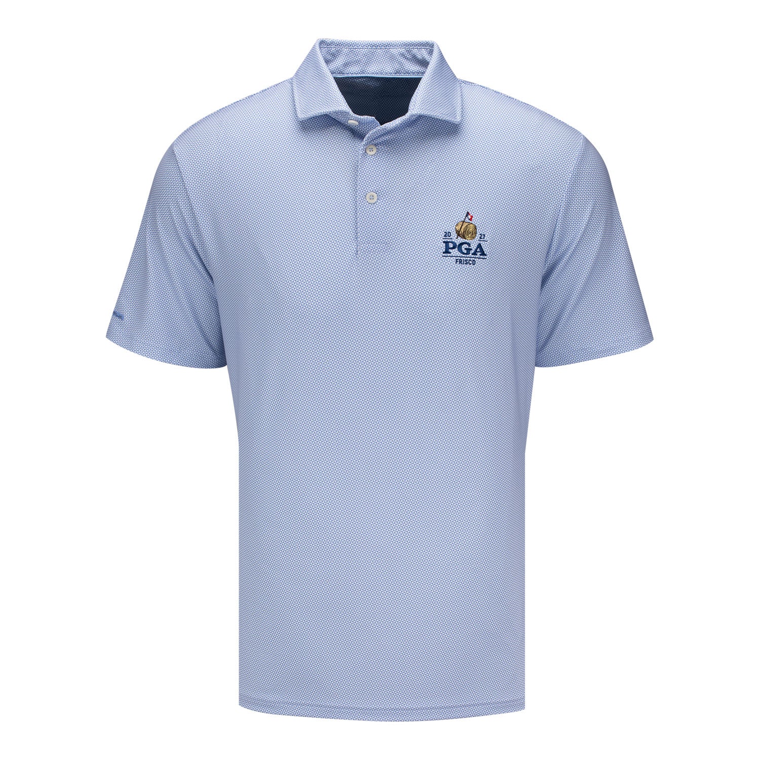 Ralph Lauren 2027 PGA Championship Lightweight Airflow Jersey Deco Polo in Fall Blue Beekman - Front View