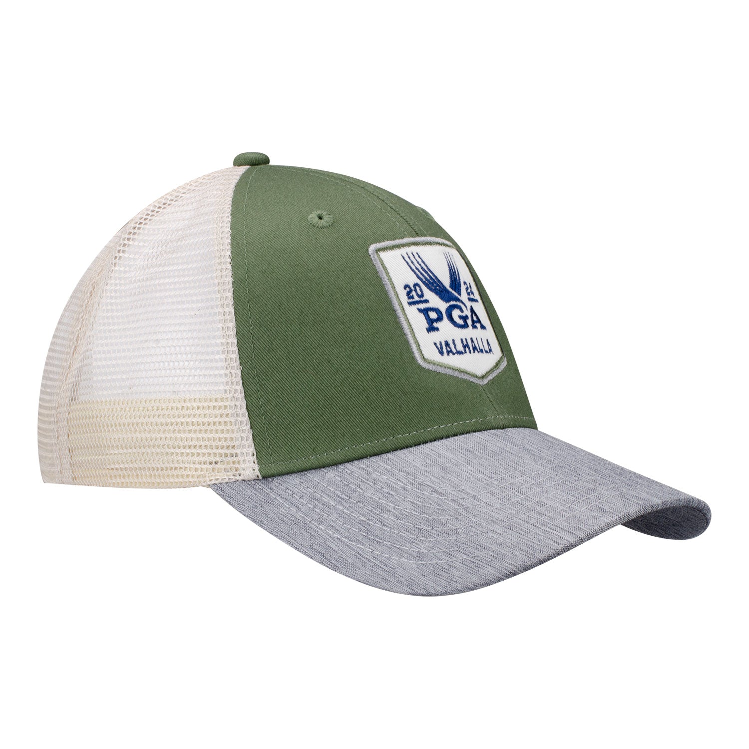 Ahead 2024 PGA Championship Classic - Fit Mesh Back Adjustable Hat in Olive / Carbon / Tan - Front Left View