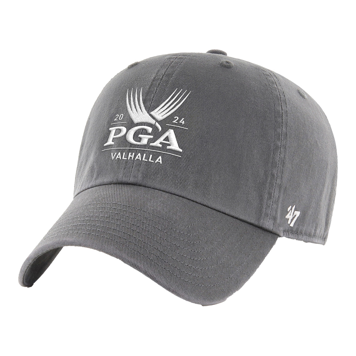 &#39;47 Brand 2024 PGA Championship Unstructured Cotton Adjustable Hat in Charcoal - Front View