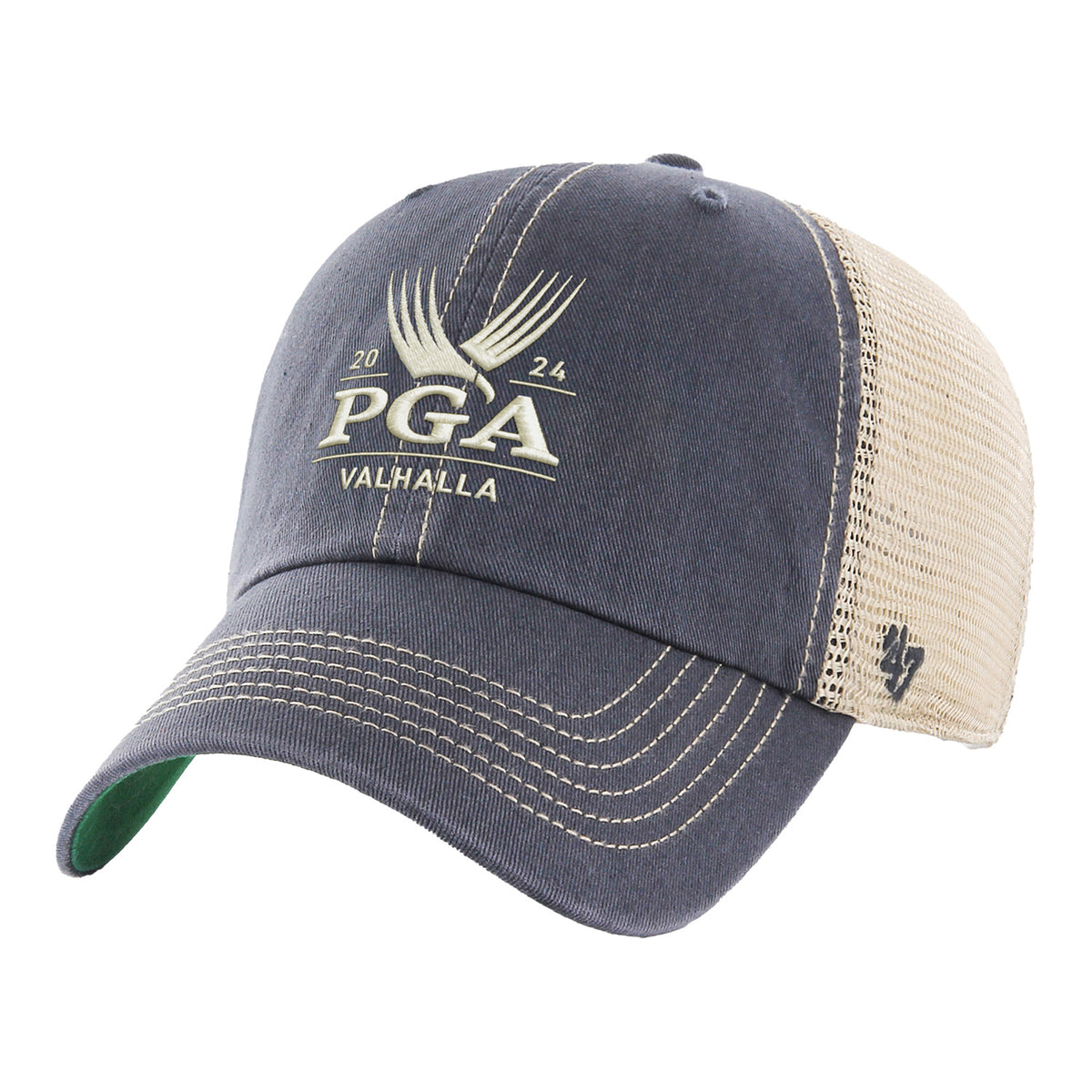&#39;47 Brand 2024 PGA Championship Adjustable Meshback Hat in Vintage Navy - Front View