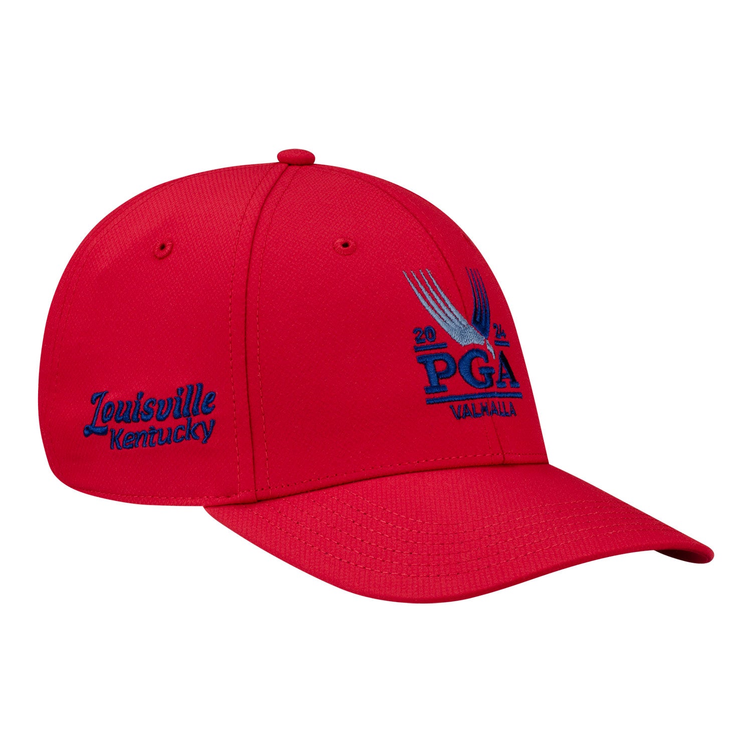 Ahead 2024 PGA Championship Structured Tech Hat in University Red - Angled Front Right View