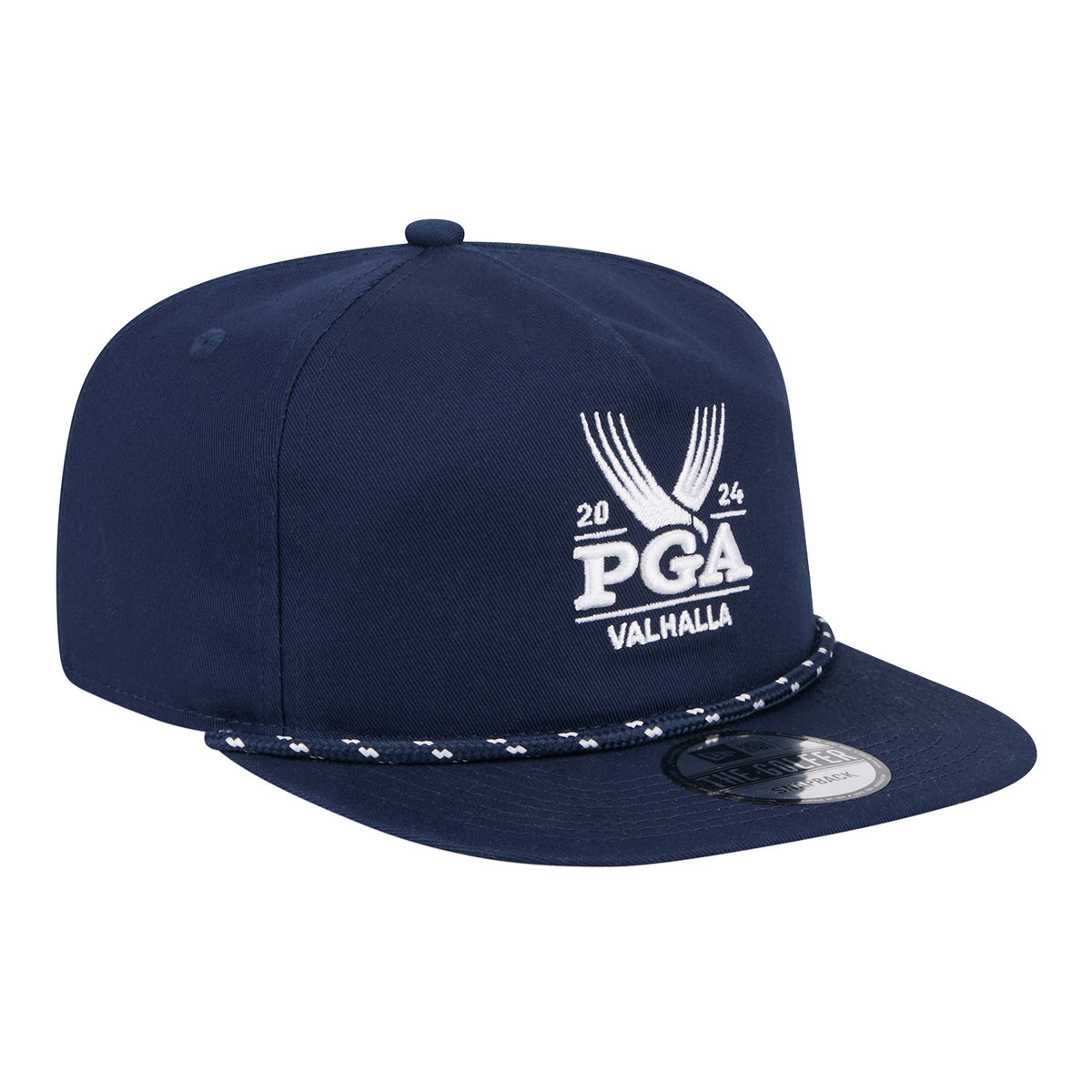 New Era 2024 PGA Championship Cotton Golfer Snapback in Navy - Angled Front Right View