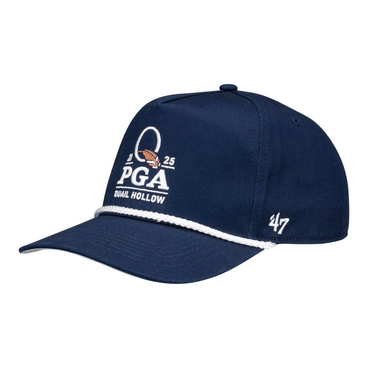 &#39;47 Brand 2025 PGA Championship Hitch Cotton Rope Hat in Navy - Angled Front Left View