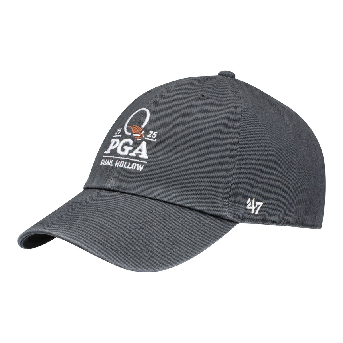 &#39;47 Brand 2025 PGA Championship Clean Up Cotton Hat in Charcoal - Angled Front Left View