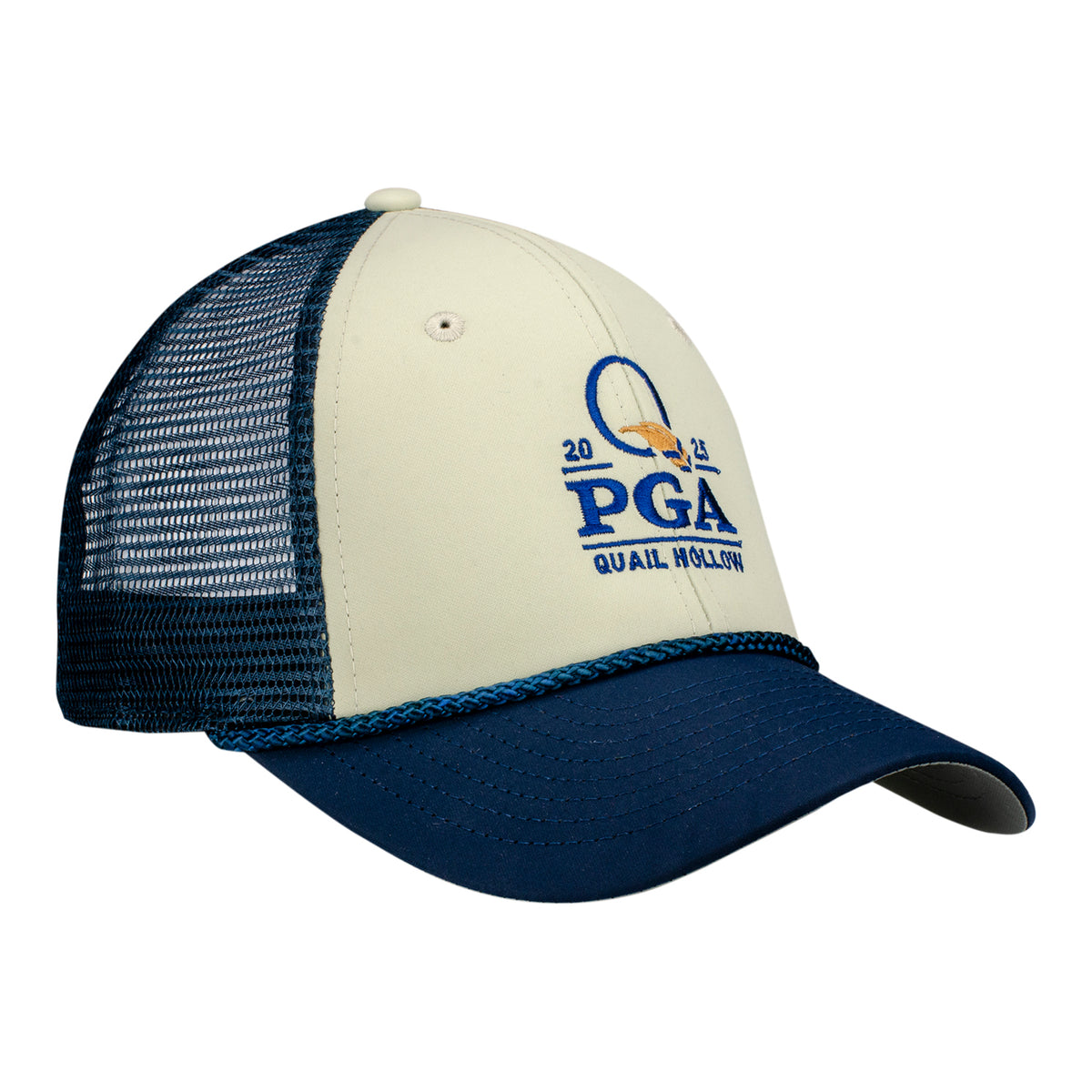 Imperial 2025 PGA Championship Night Owl Meshback Rope Hat in Putty &amp; Navy - Angled Front Right View