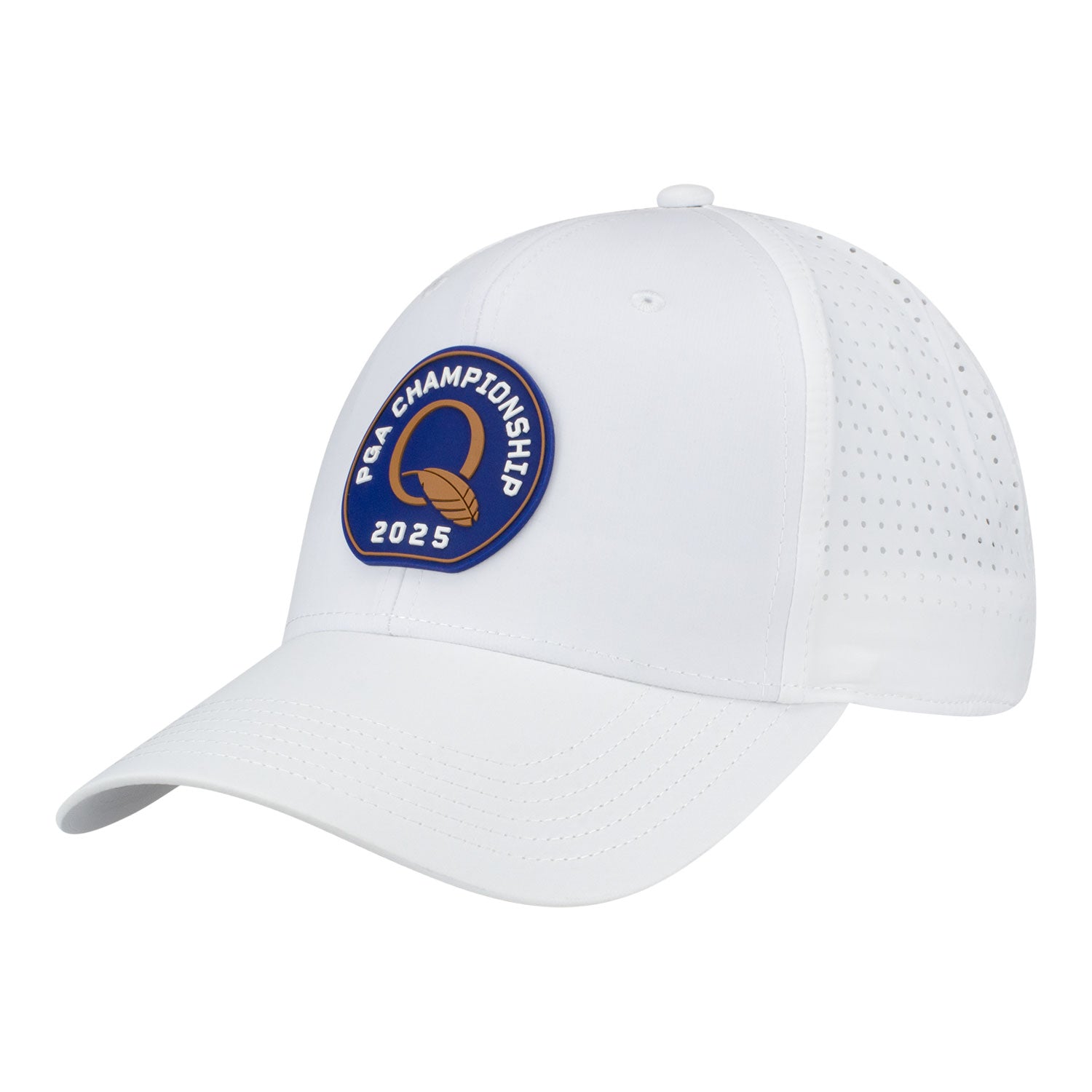 Ahead 2025 PGA Championship Brezo Performance Hat with Resin Patch in White - Angled Front Left View