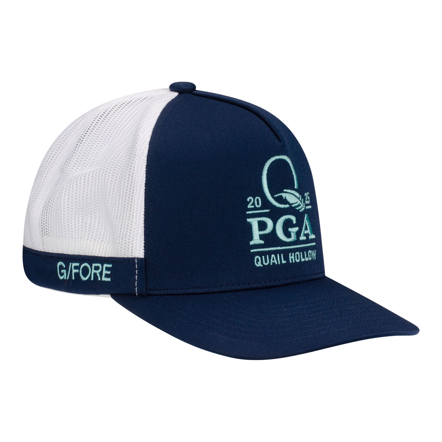 GFore 2025 PGA Championship Logo Hat in Navy and White - Angled Left Side View