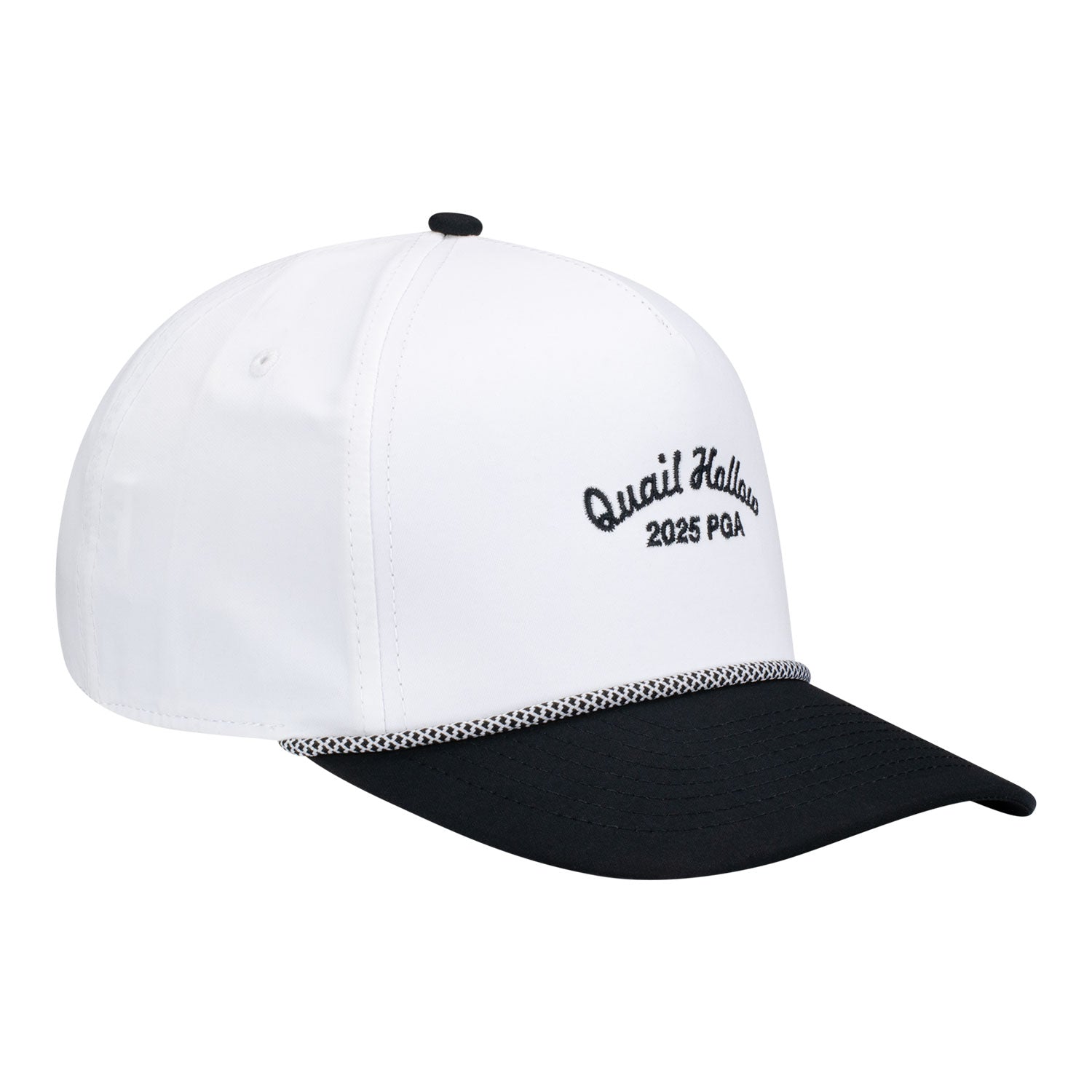 Imperial 2025 PGA Championship Wrightson Rope Hat in White and Black - Angled Left Side View