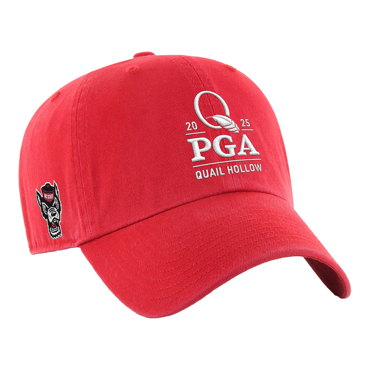 &#39;47 Brand 2025 PGA Championship North Carolina State Co-Brand Hat in Red - Angled Front Right View