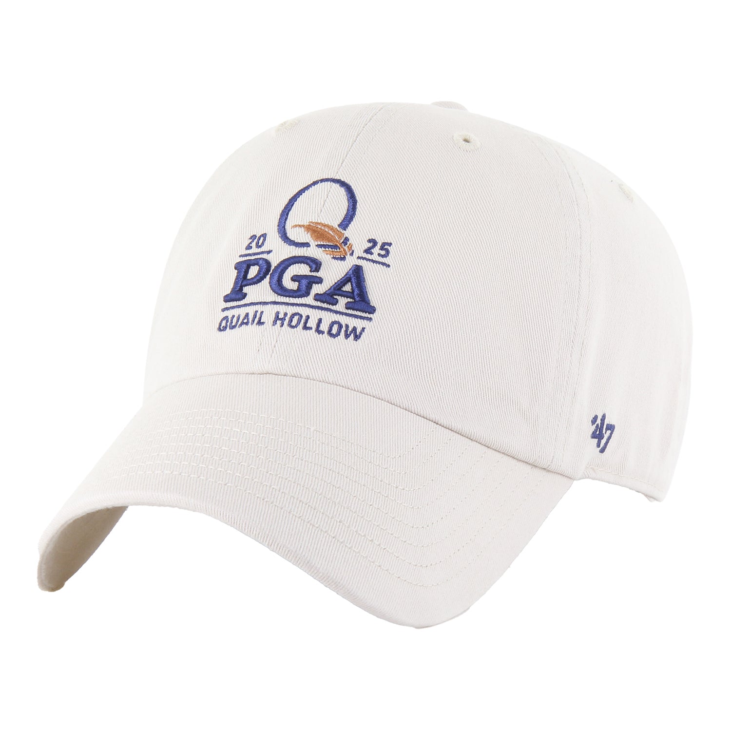 '47 Brand 2025 PGA Championship Clean Up Hat in Bone - Angled Front Left View