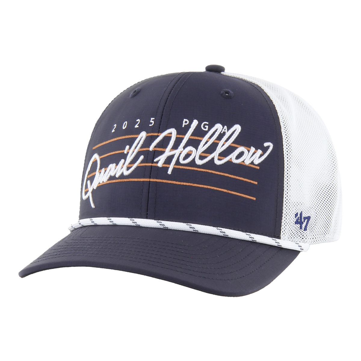 &#39;47 Brand 2025 PGA Championship Downbirst Trucker Hat in Navy - Angled Front Left View