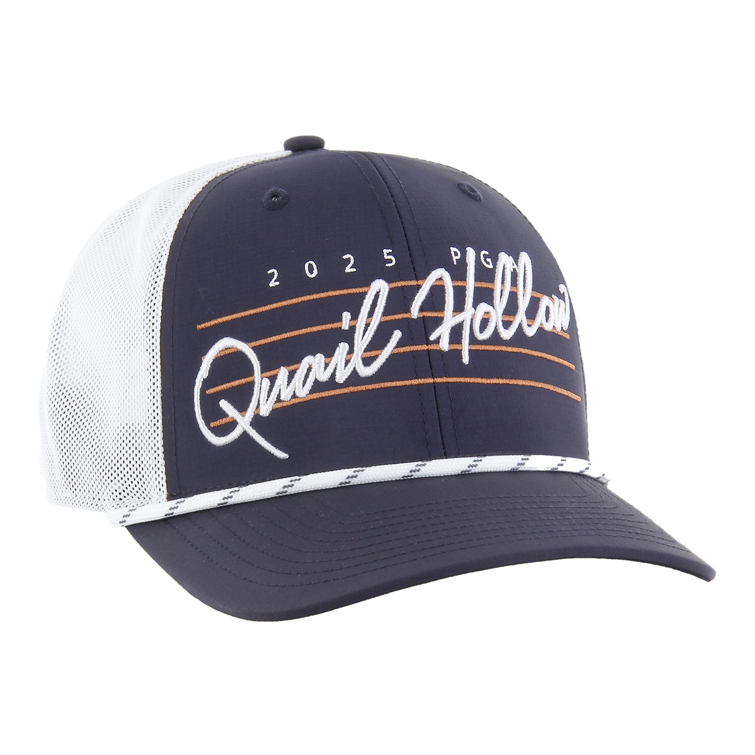 '47 Brand 2025 PGA Championship Downbirst Trucker Hat in Navy - Angled Front Left View