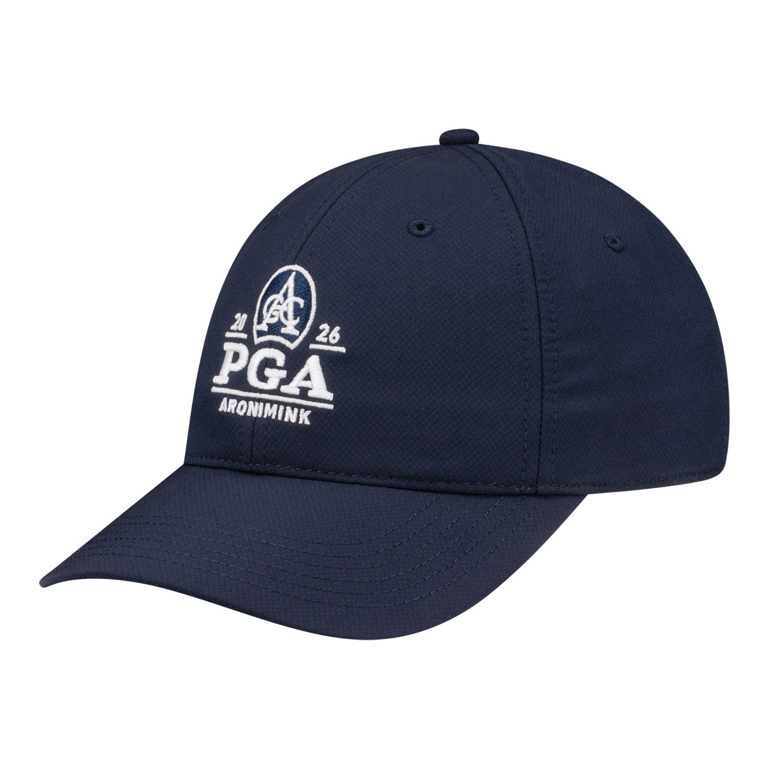 Ahead 2026 PGA Championship Frio Logo & 108th Performance Hat in Navy - Angled Front Right View
