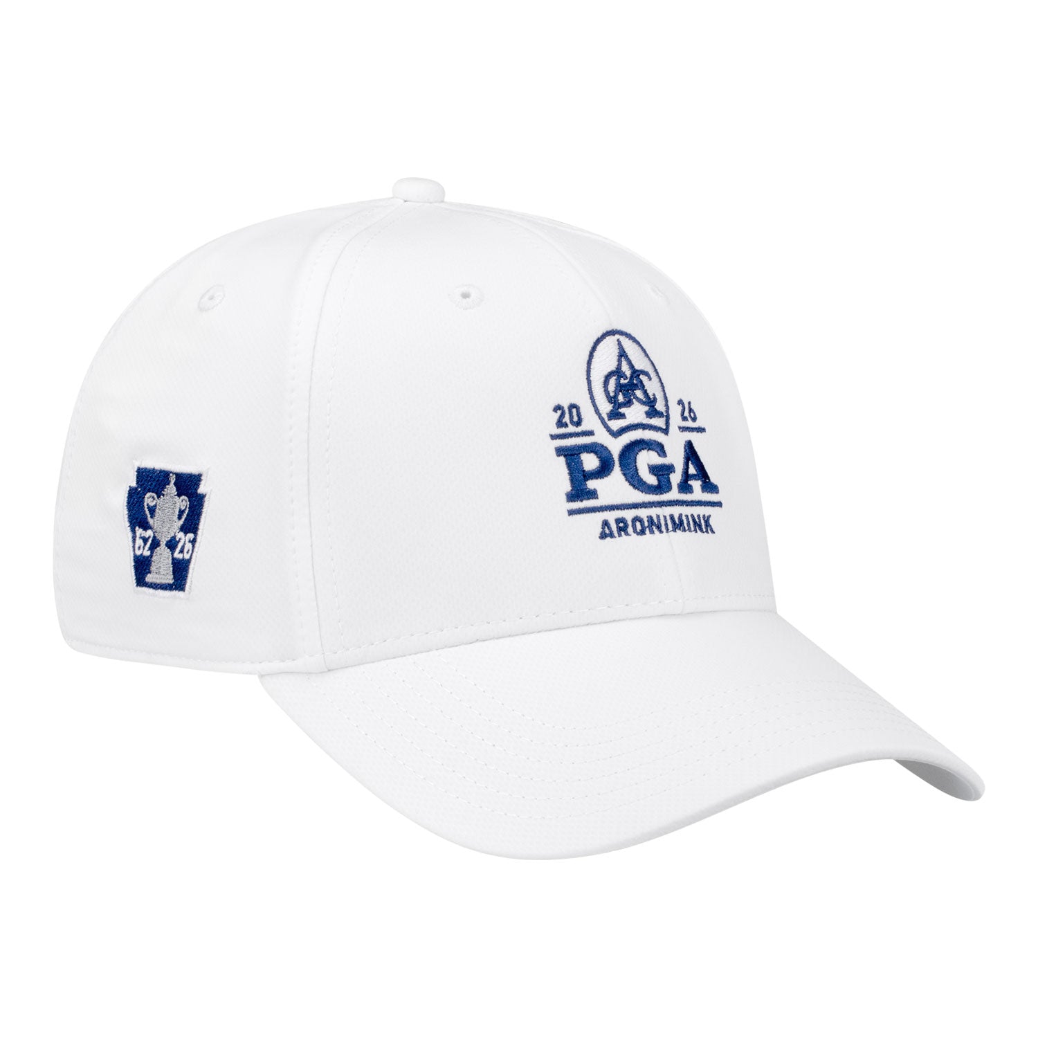Ahead 2026 PGA Championship Stratus Logo & Keystone Performance Hat in White - Angled Front Right View