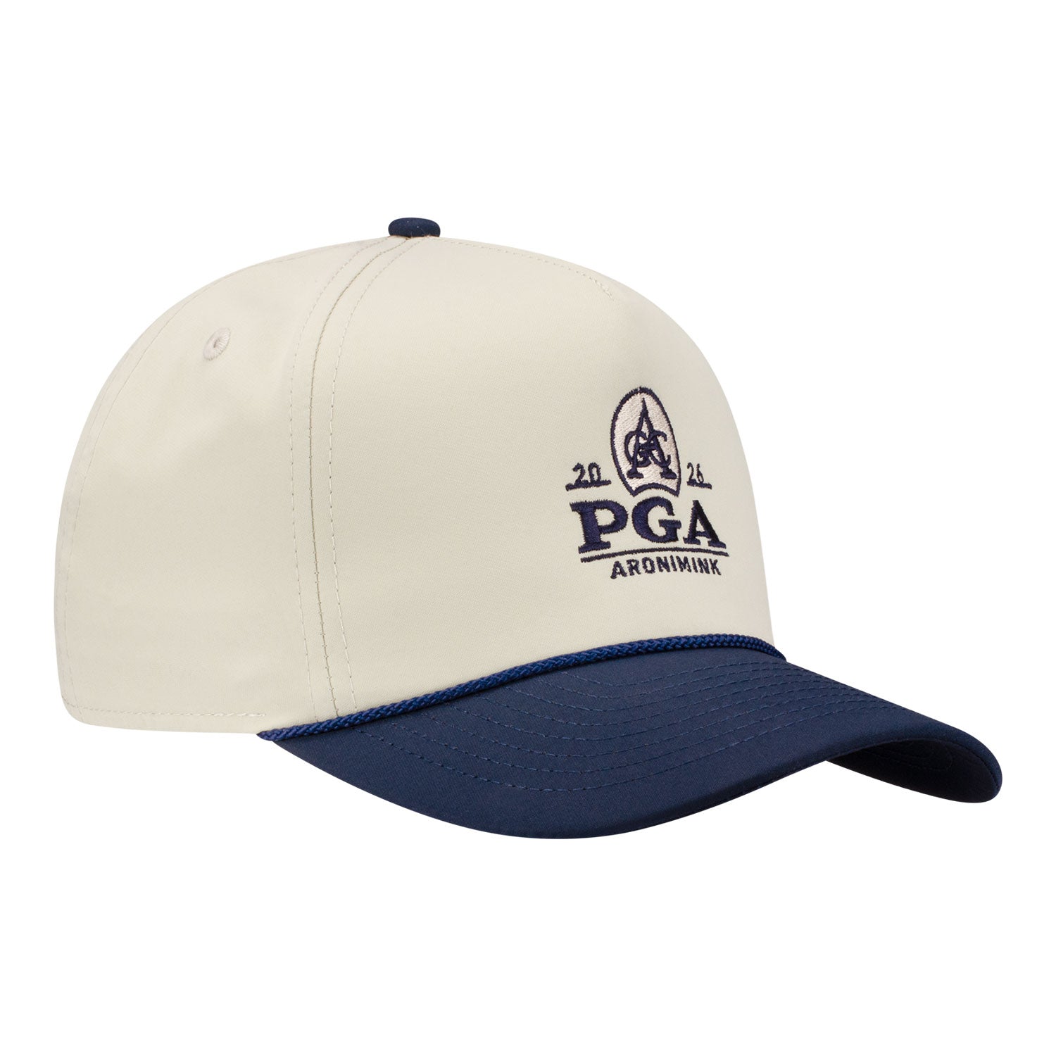Imperial 2026 PGA Championship Wrightson Two-Tone Rope Hat in Putty and Navy - Angled Front Left View