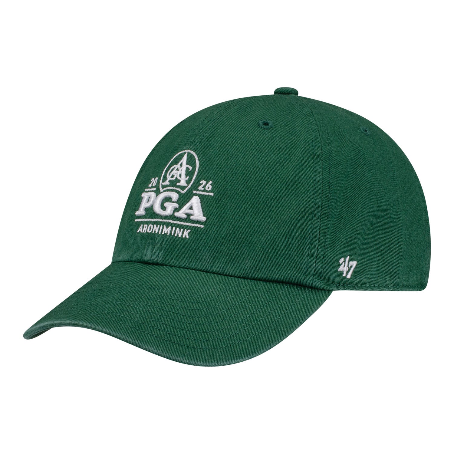 '47 Brand 2026 PGA Championship Clean Up Hat in Dark Green - Angled Front Left View