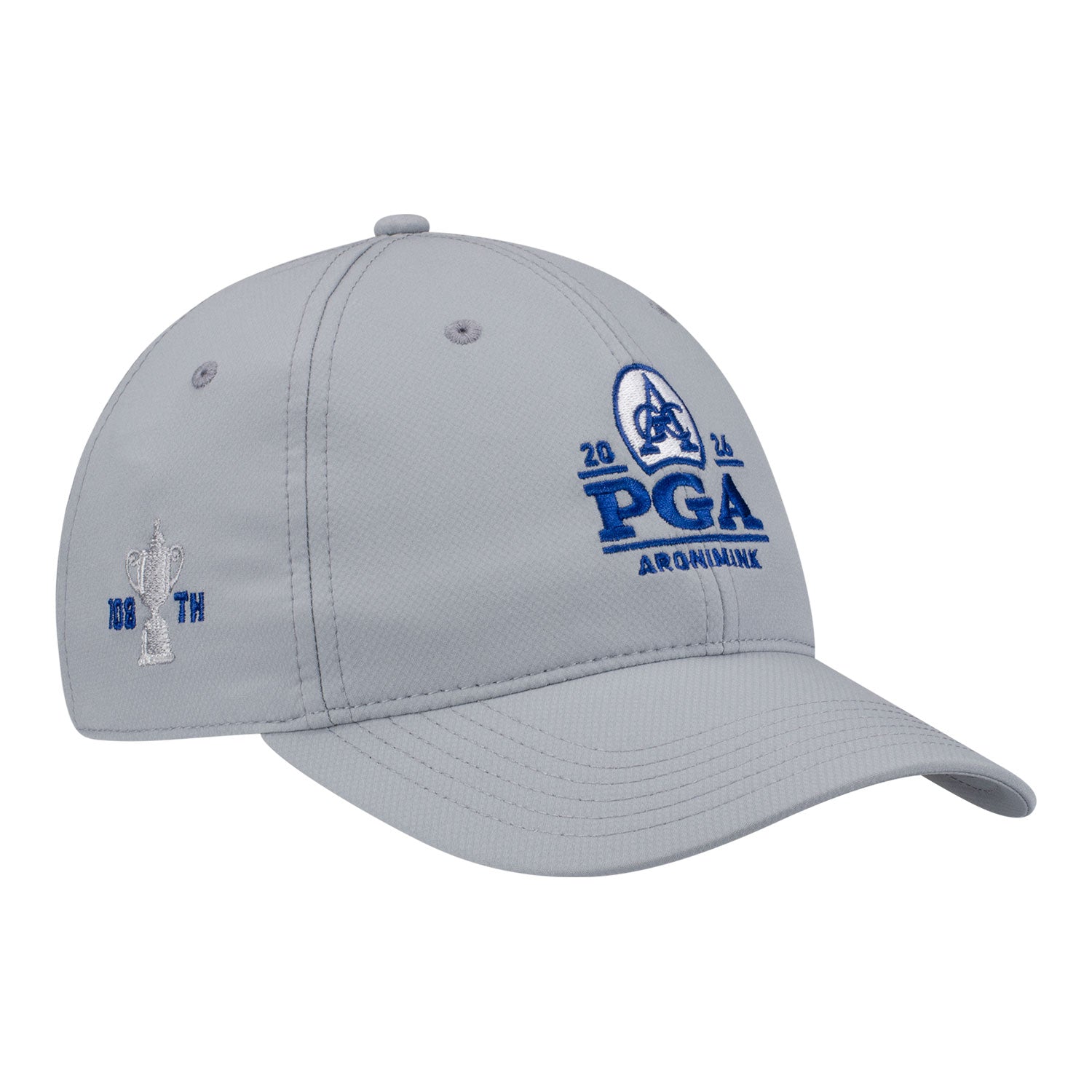 Ahead 2026 PGA Championship Frio Logo & 108th Performance Hat in Grey - Angled Front Right View