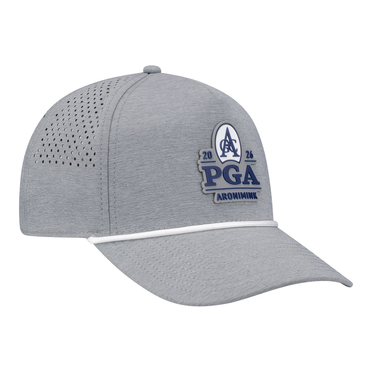 Branded Bills 2026 PGA Championship 545 Performance Series Curved 5-Panel Rope Hat in Heather Grey - Angled Front Left View