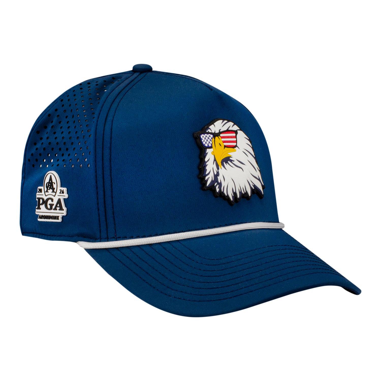 Branded Bills 2026 PGA Championship 545 Performance Series Curved 5-Panel Rope Eagle Hat in Orion Blue - Angled Front Right View