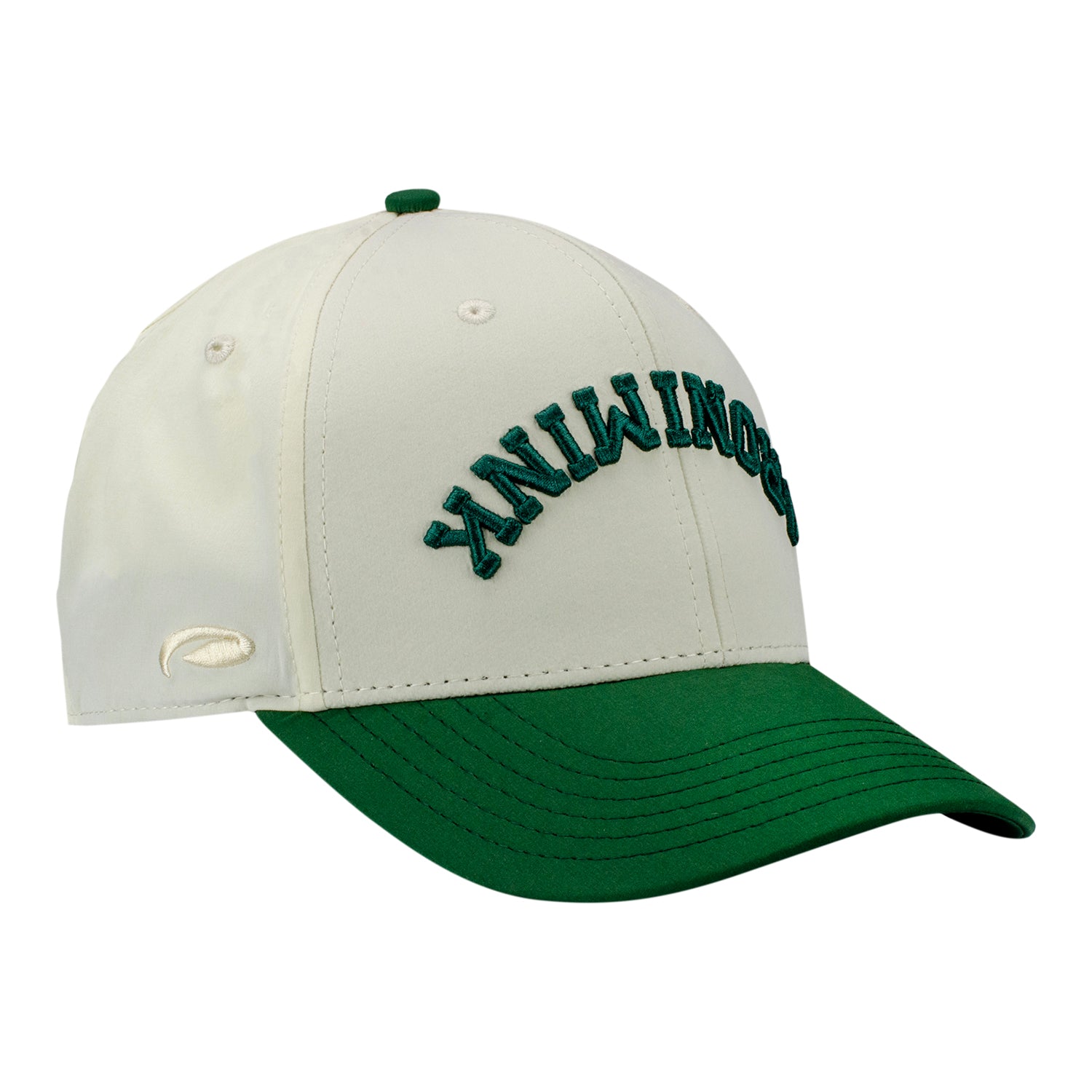 Pukka 2026 PGA Championship Two Toned Flipped Aronimink Hat in Forest Green and Cream - Angled Front Left View